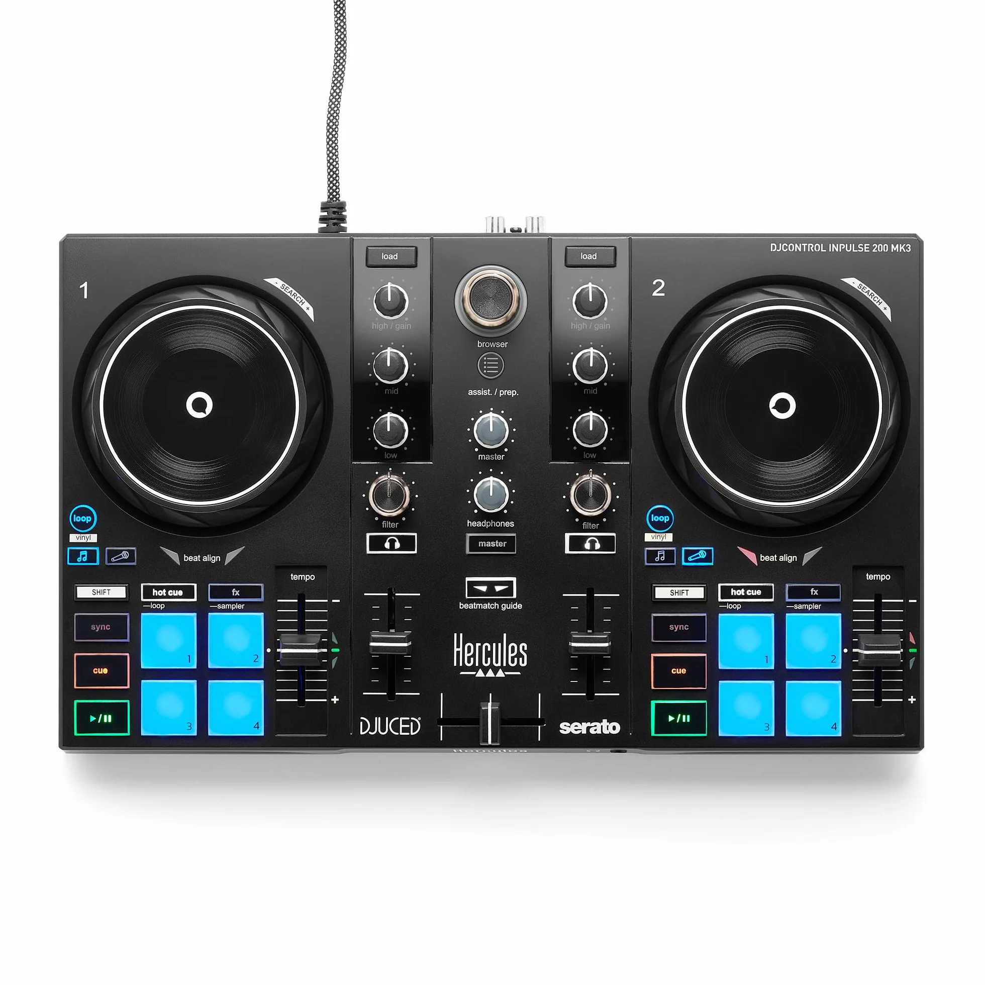 Hercules DJControl Inpulse 200 MK3 avec Casque de Monitoring Hercules HDP DJ45 - Pack DJ Débutant - Logiciels Serato DJ Lite & DJUCED Inclus - Système DJ USB 2 Canaux