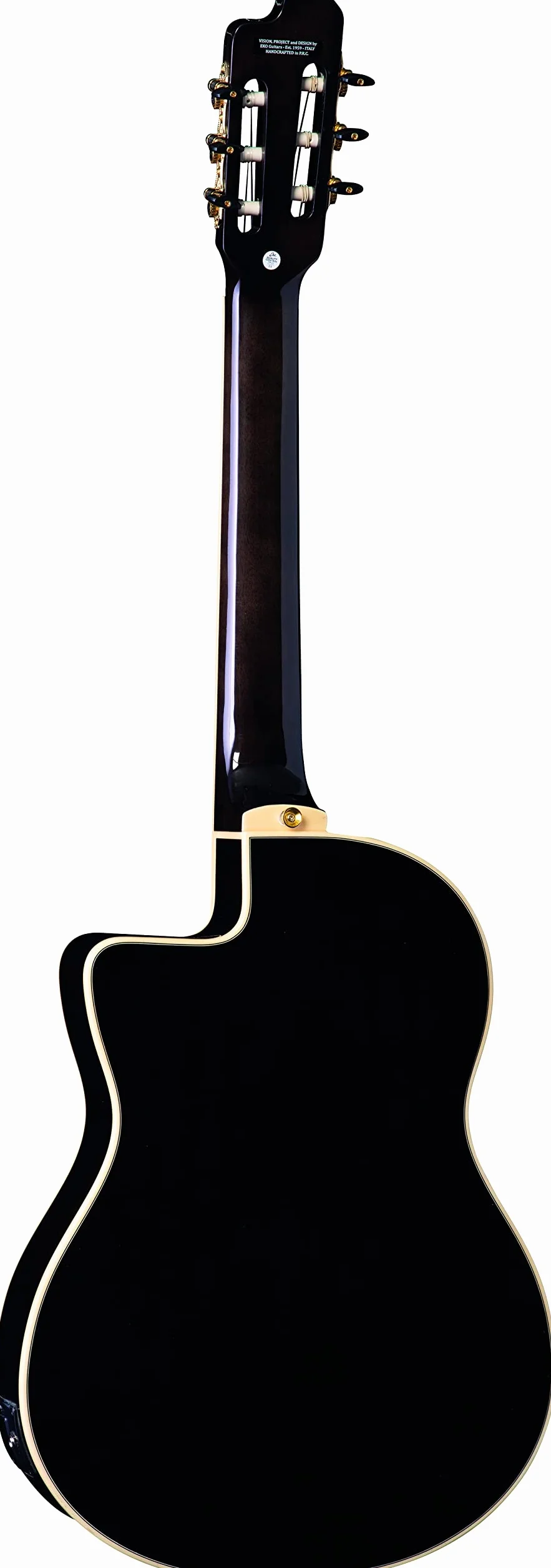 EKO GUITARS – NXT NYLON N100CE SEE THROUGH BLACK, Guitare Classique Électrifiée Cutaway, Table Épicéa, Eclisses, Fond et Manche Acajou, Touche South American Roupanà, Mensur 650 mm, Couleur Noir