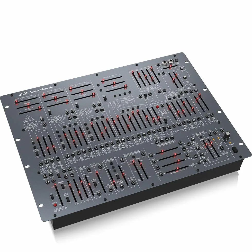 Behringer 2600 GRAY MEANIE Édition Spéciale Synthétiseur Analogique Semi-Modulaire avec 3 VCO, VCF Multi-Mode et Réverb à Ressort pour Rack Format 8U