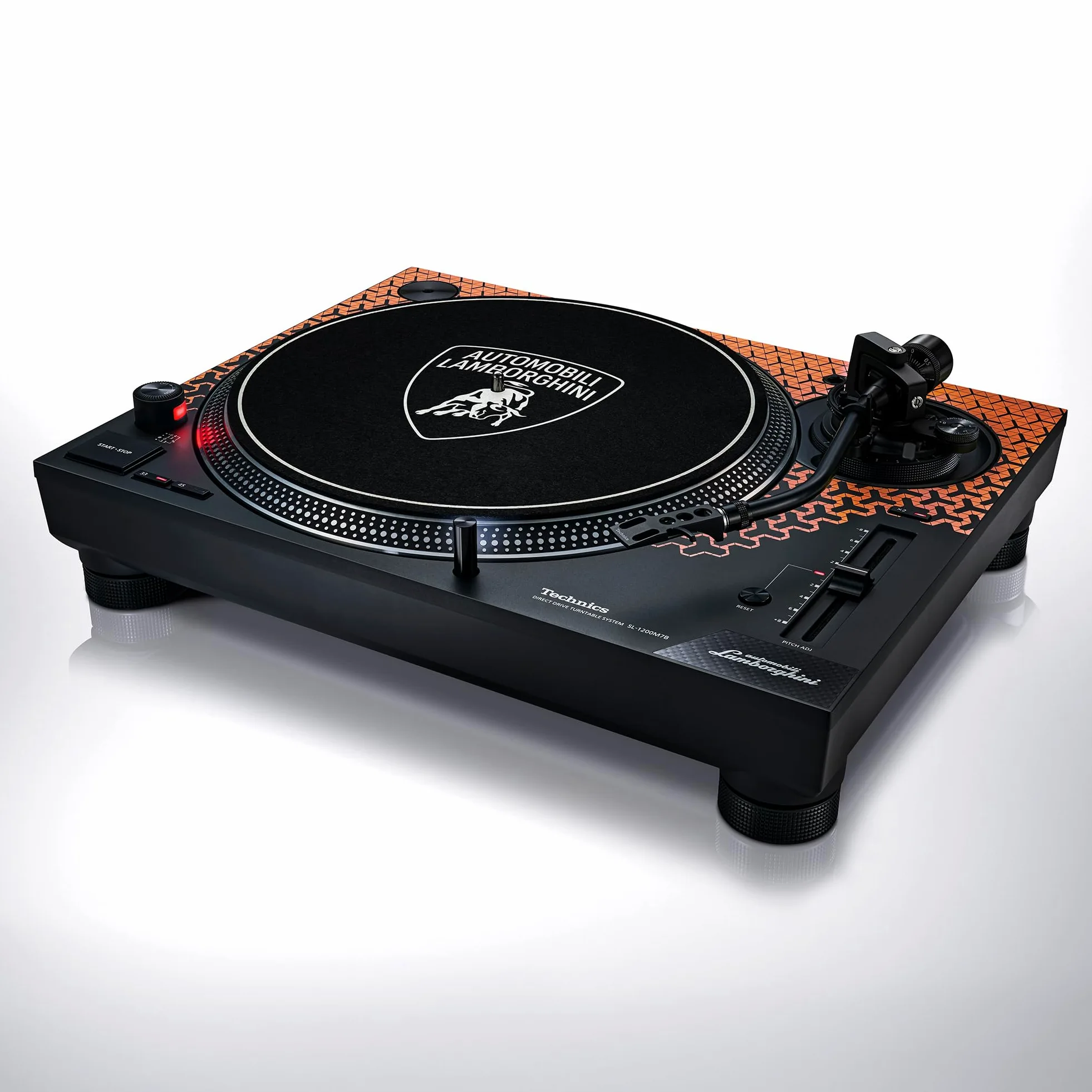 Technics SL-1200M7PBD Lamborghini Edition Système de Platine à entraînement Direct, Moteur sans Noyau, Lecteur Vinyle à 3 Vitesses, illuminateur de Stylet, Orange