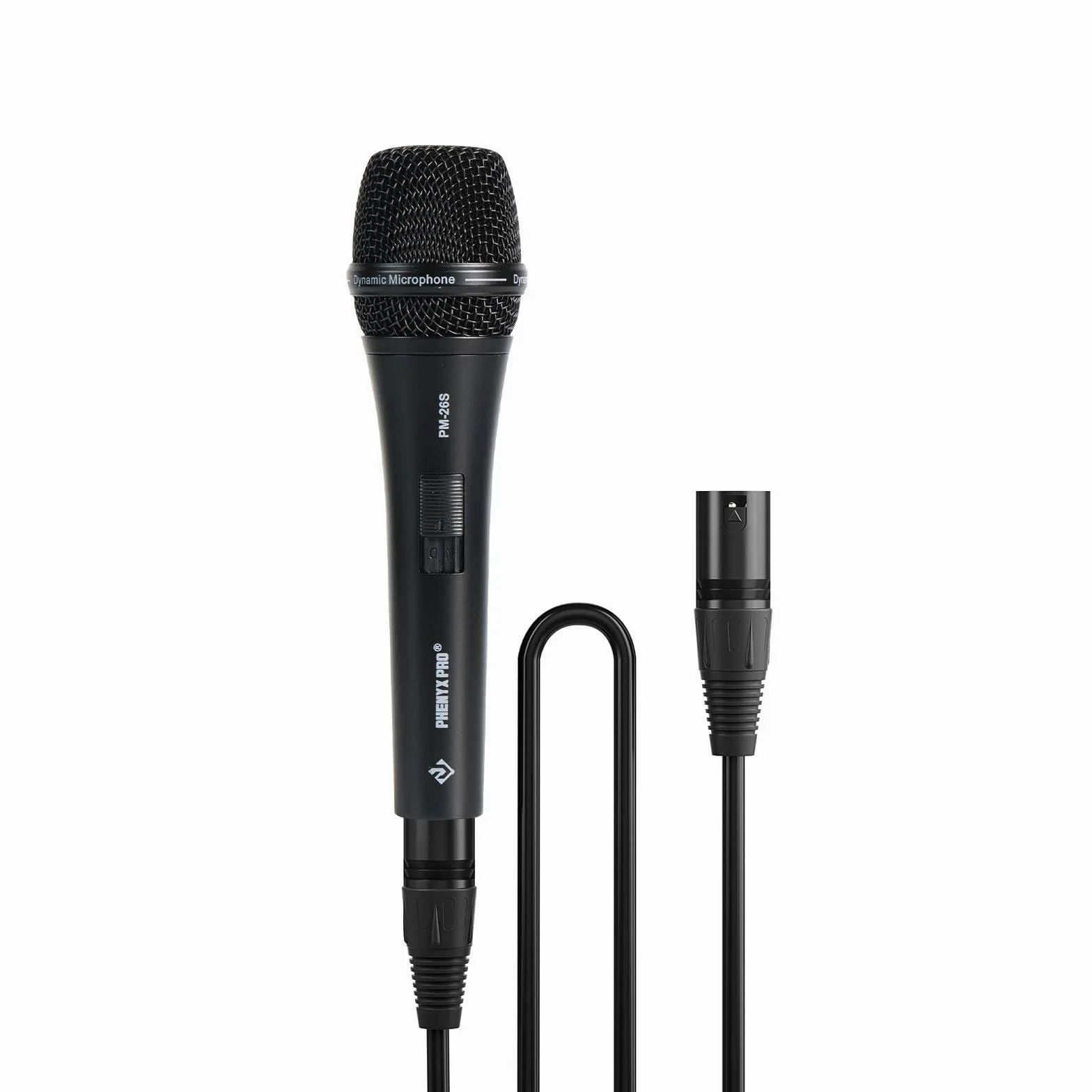 Microphone Vocal Dynamique supercardioïde Phenyx Pro PM-26S avec câble XLR de 5 m, Pince pour Micro et Pochette de Rangement, Micro Filaire à Main pour Chant, scène, Studio et karaoké