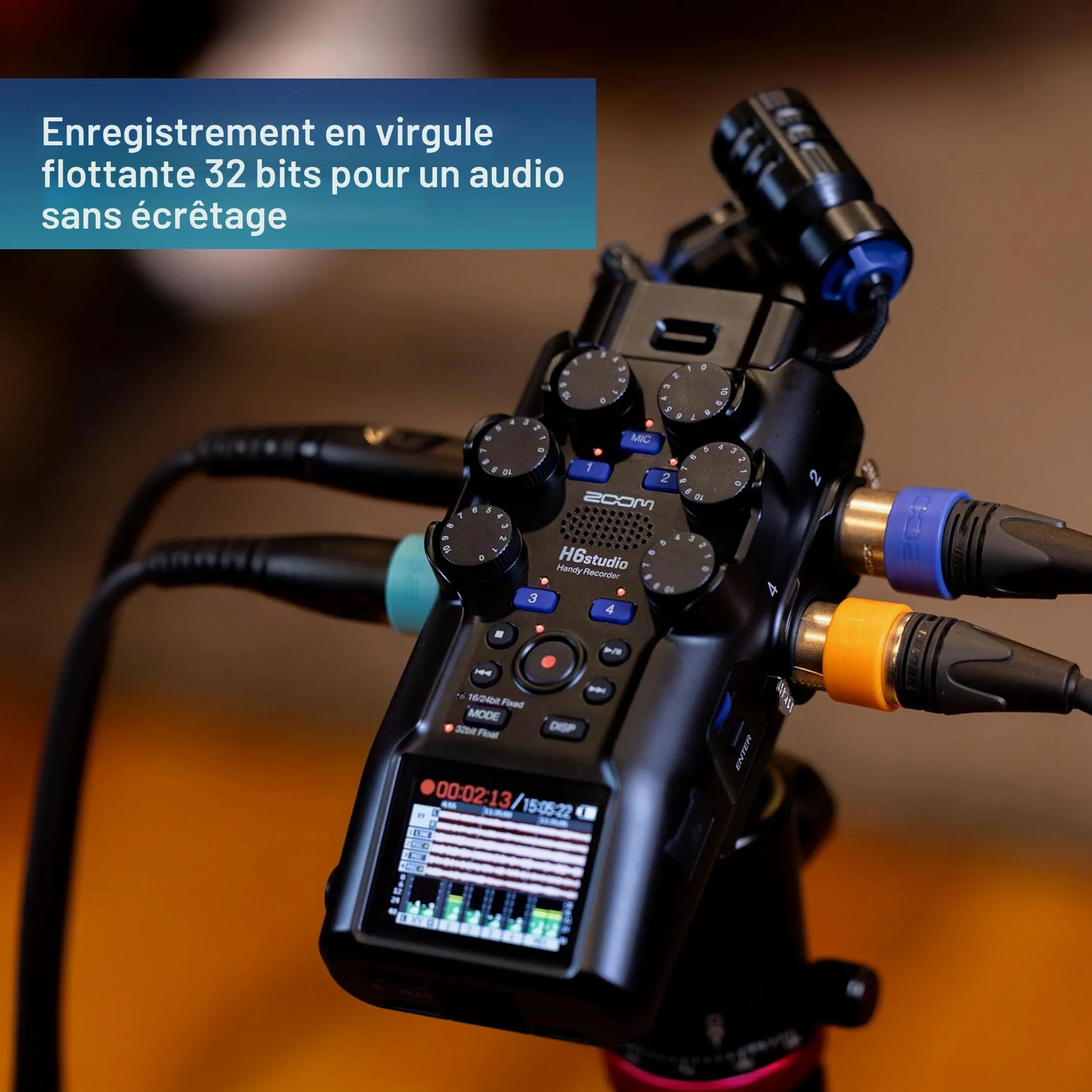 Zoom - H6Studio enregistreur 6 pistes 32 bits à virgule flottante 192 kHz avec mode 16/24 bits, gain, limiteurs, capsule XYH-5e, compatible SSH-6e-EXH-6e, mode interface audio Mac, Pc, iOS, Android