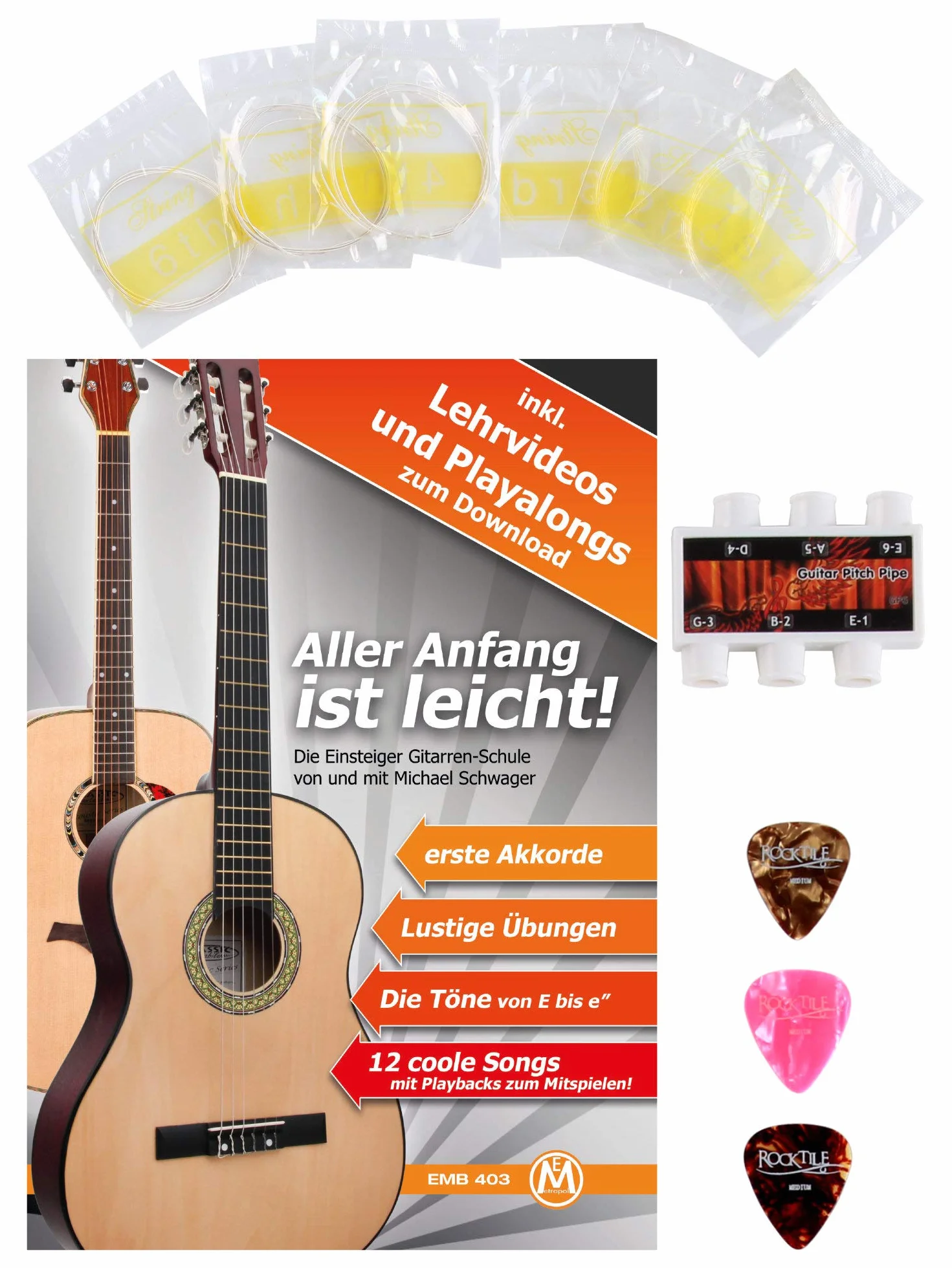 Classic Cantabile AS-851 Pack Guitare Classique 3/4 Nature - Cordes en Nylon d'étude - Guitare de concert idéale pour débutants, enfants - Avec accessoires