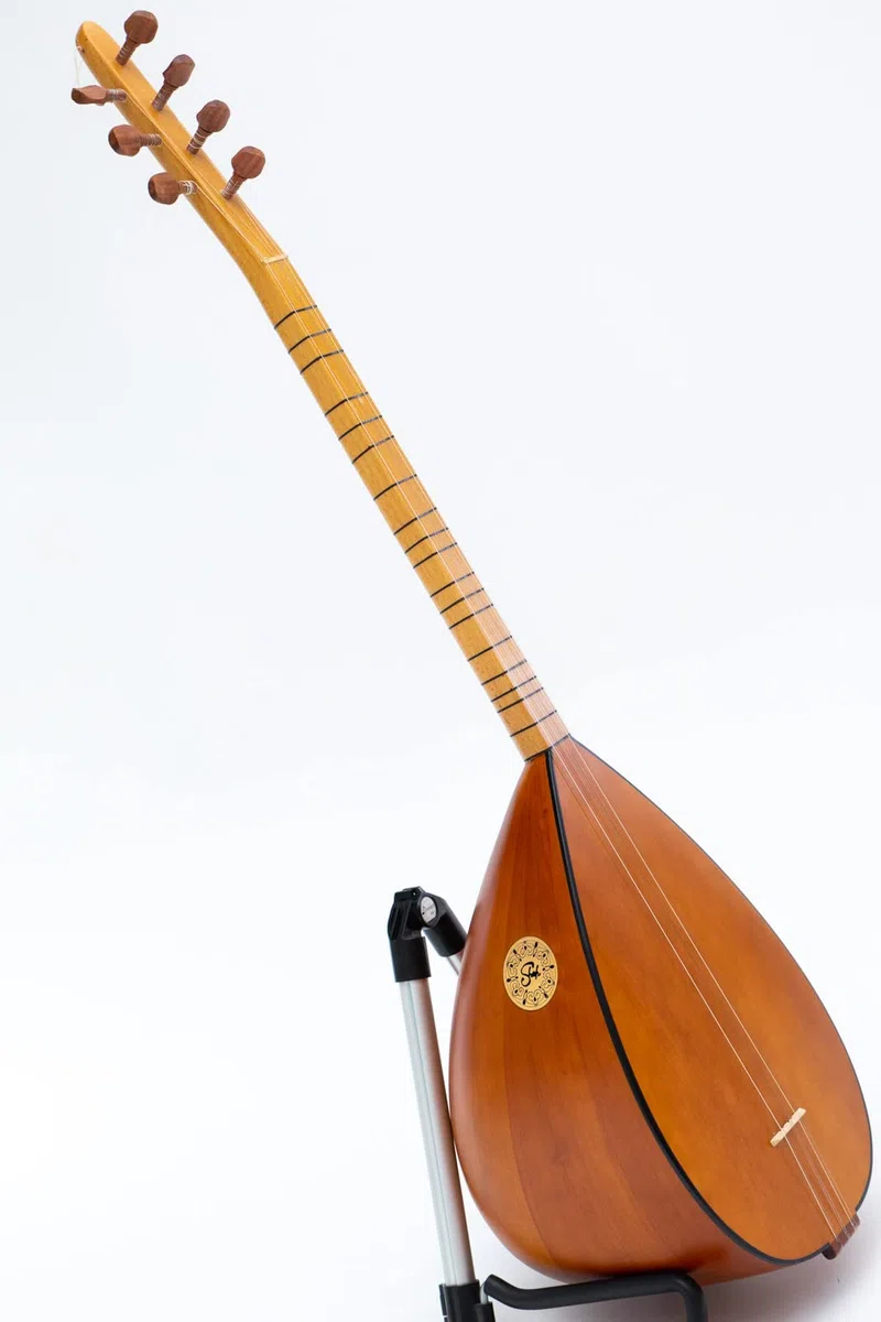 Baglama turc à col court Saz en bois de cerisier massif avec micro intégré