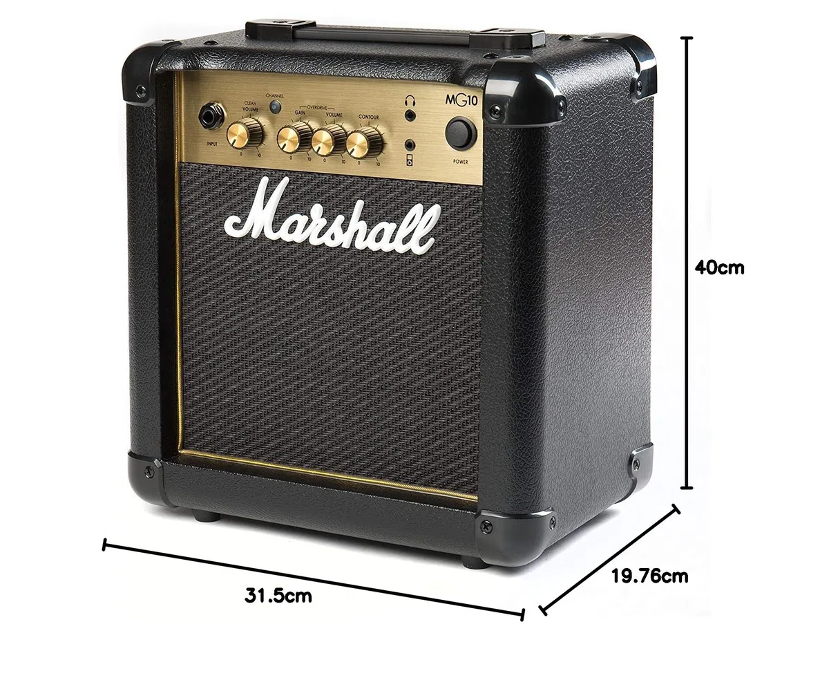 Marshall MG10G Amplificateur combo guitare, ampli d'entraînement adapté à la guitare électrique - noir et dore