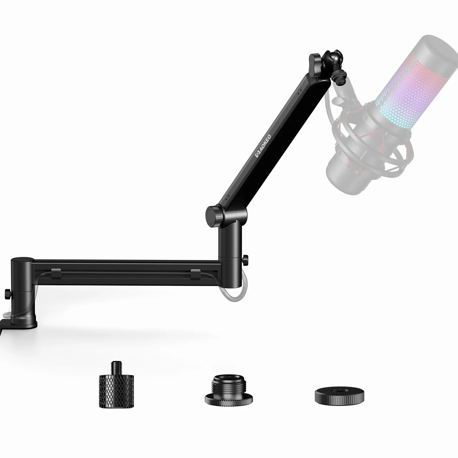 Bras Micro,Aokeo AK-58 Support Articulé de Bureau à Profil Bas pour Blue Yeti,Snowball iCE,HyperX QuadCast/SoloCast,Elgato Wave,etc