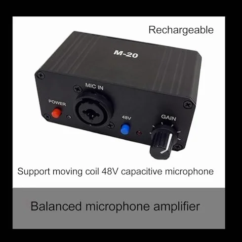 Préampli de Microphone, Booster de Gain de Micro 48V à Gain élevé, Sortie XLR de Puissance Fantôme à Faible Bruit, Préamplificateur de Micro, pour Amplificateurs de Microphones