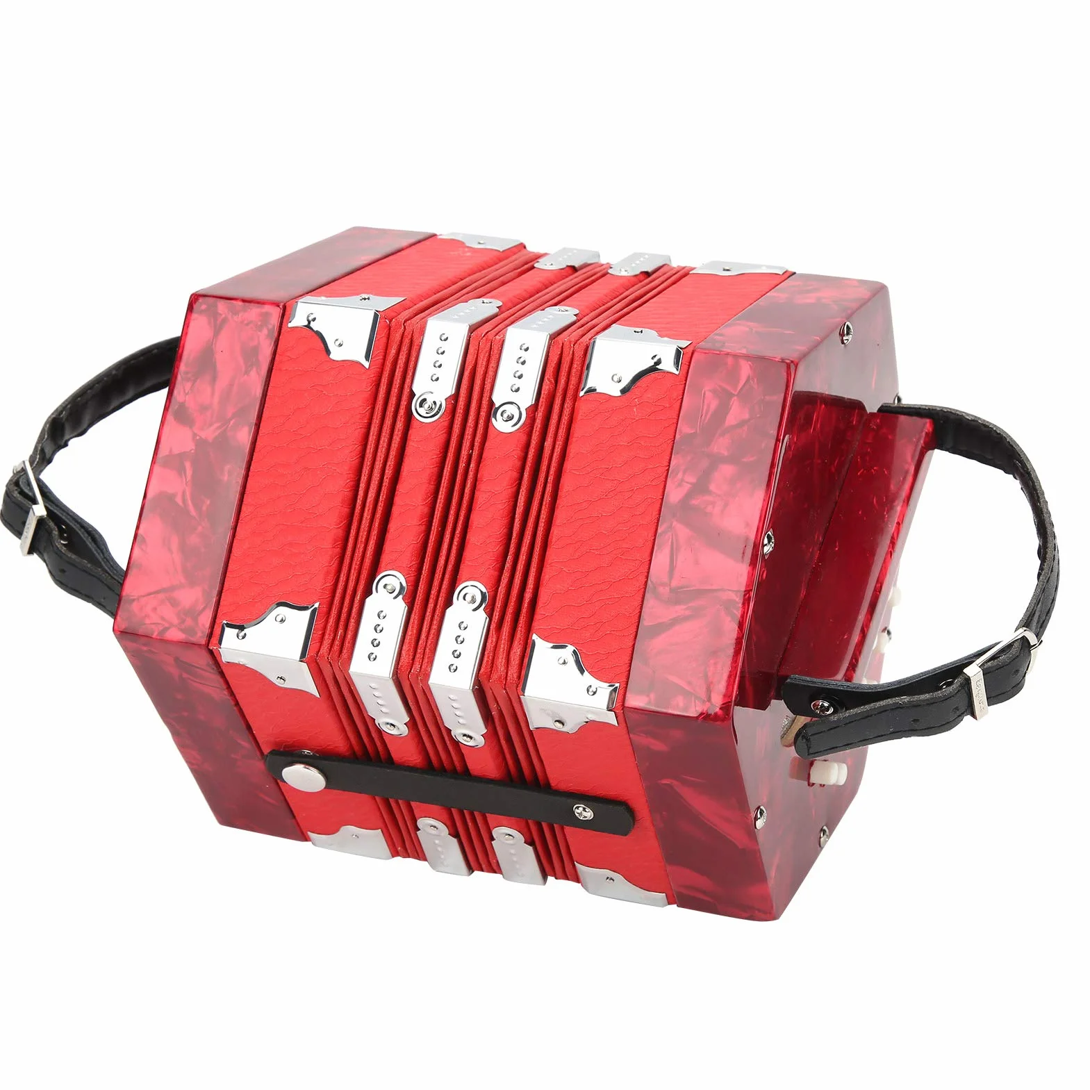 Accordéon Professionnel, Accordéon Concertina Professionnel Portable pour Adultes Fournitures D'instruments de Musique (Rouge)