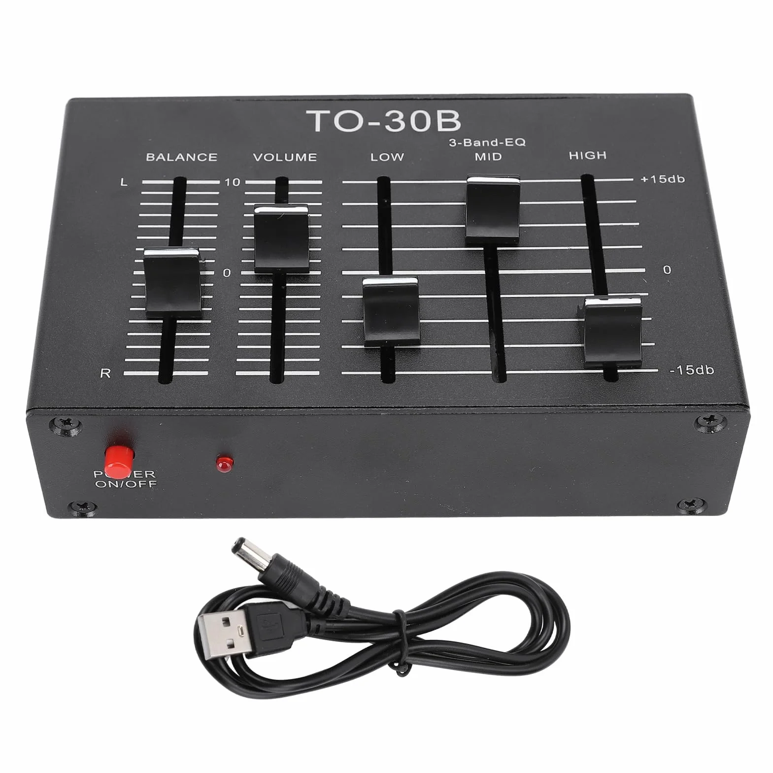 Égaliseur EQ, 3 Bandes Stéréo Haut Moyen Bas avec Contrôle du Volume HIFI, Préampli Sonore pour Électronique Haut-parleurs Amplis Casque Musique Domestique Professionnel