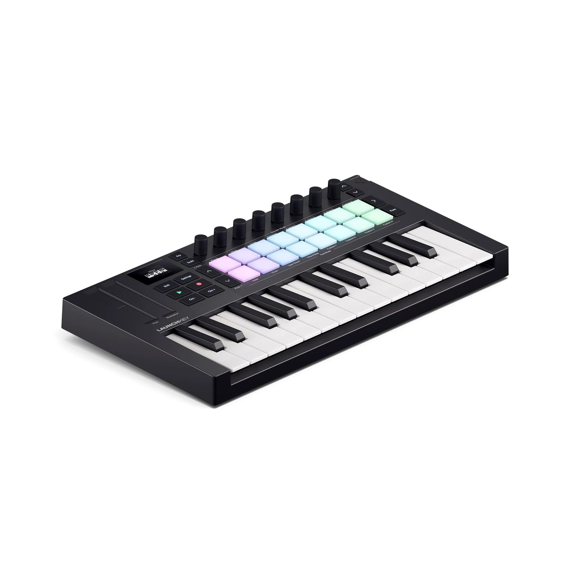 Novation Launchkey Mini 25 [MK4] — clavier maître MIDI USB portable de 25 mini-touches avec intégration aux STAN. Mode Chord, mode Scale et arpégiateur. Bundle de logiciels musicaux fourni.