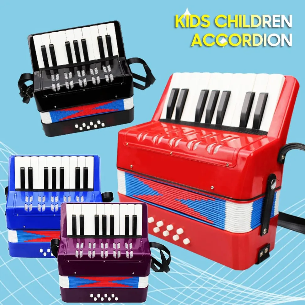 Enfants Enfants accordéon 17 Touches 8 Basses Mini Petit accordéon Instrument de Musique éducatif pour Cadeau d'anniversaire débutant