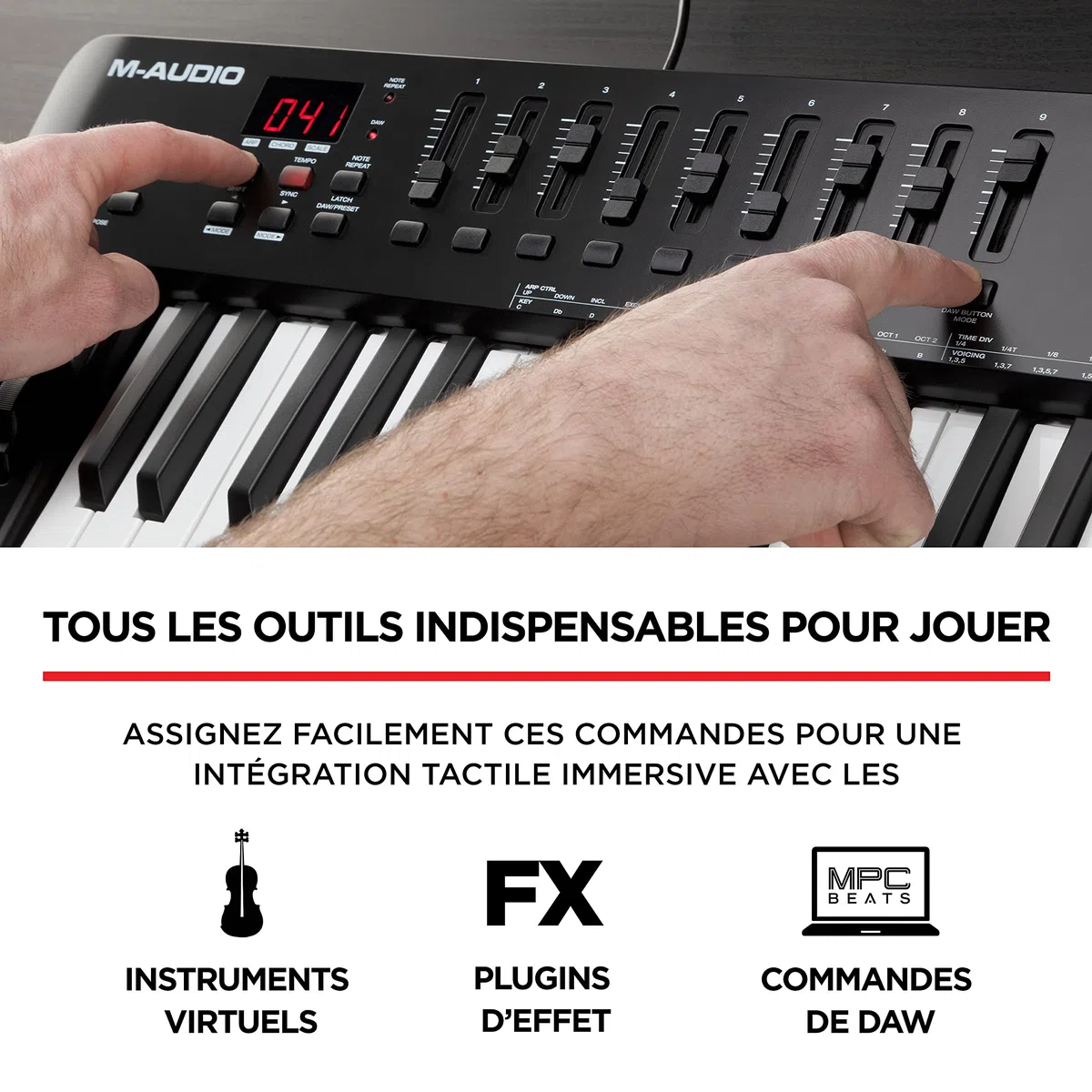 M-AUDIO Oxygen 49 (MKV) - Clavier maître 49 touches MIDI USB avec pads de rythme, modes Smart Chord et Scale, arpégiateur et pack de sons Native Instruments (intégration NKS)