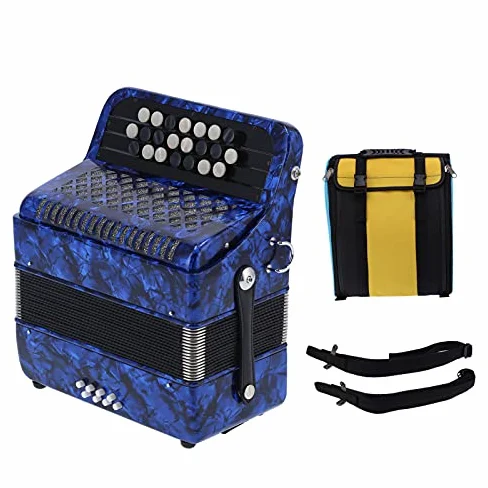TOPINCN Accordéon Professionnel 22 Touches 8 Basses avec Bouton Confortable pour Débutants, pour les Niveaux de Test, Pour les enfants mesurant entre 110 et 140 cm ou les débutants