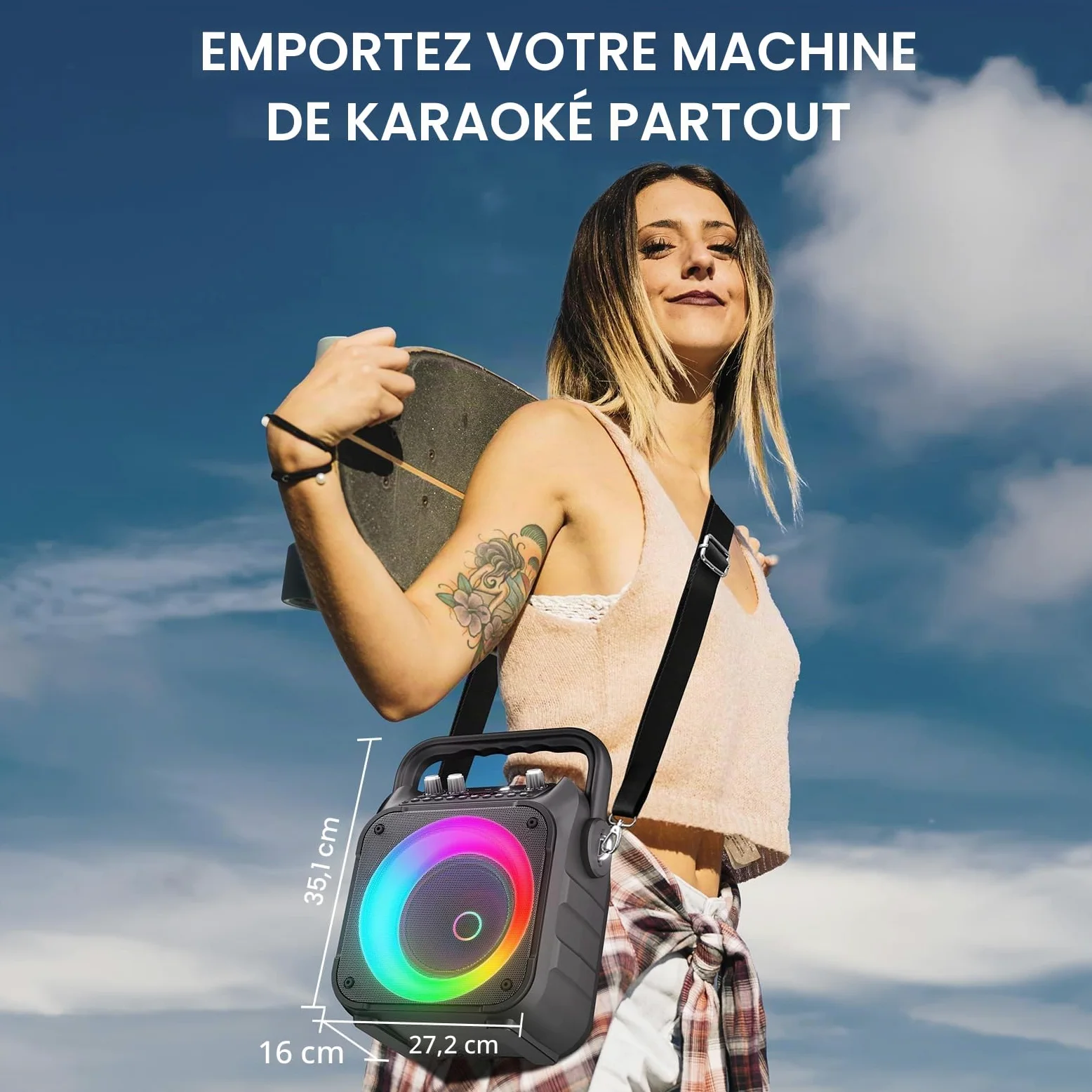Ankuka Karaoké Adulte avec 2 Micro sans Fil Karaoke Enceinte Karaoke Bluetooth Portable avec Système Sono, Supporte TV/TWS/FM/AUX/USB/TF/REC pour Fête, Anniversaire, Maison(Noir)