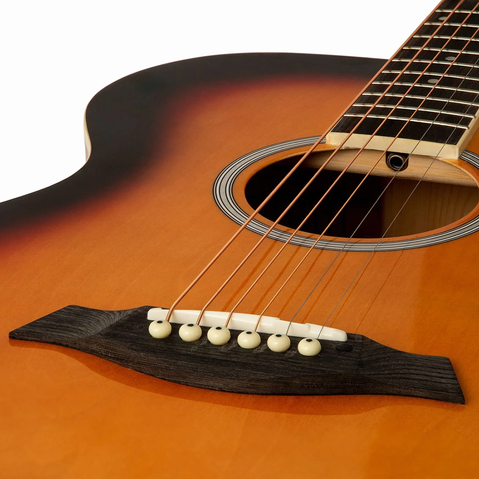TIGER – Kit guitare acoustique, corps réduit, dégradé sunburst | ACG3-SB guitare pleine taille avec housse, sangle & cordes, cordes acier, idéale débutants