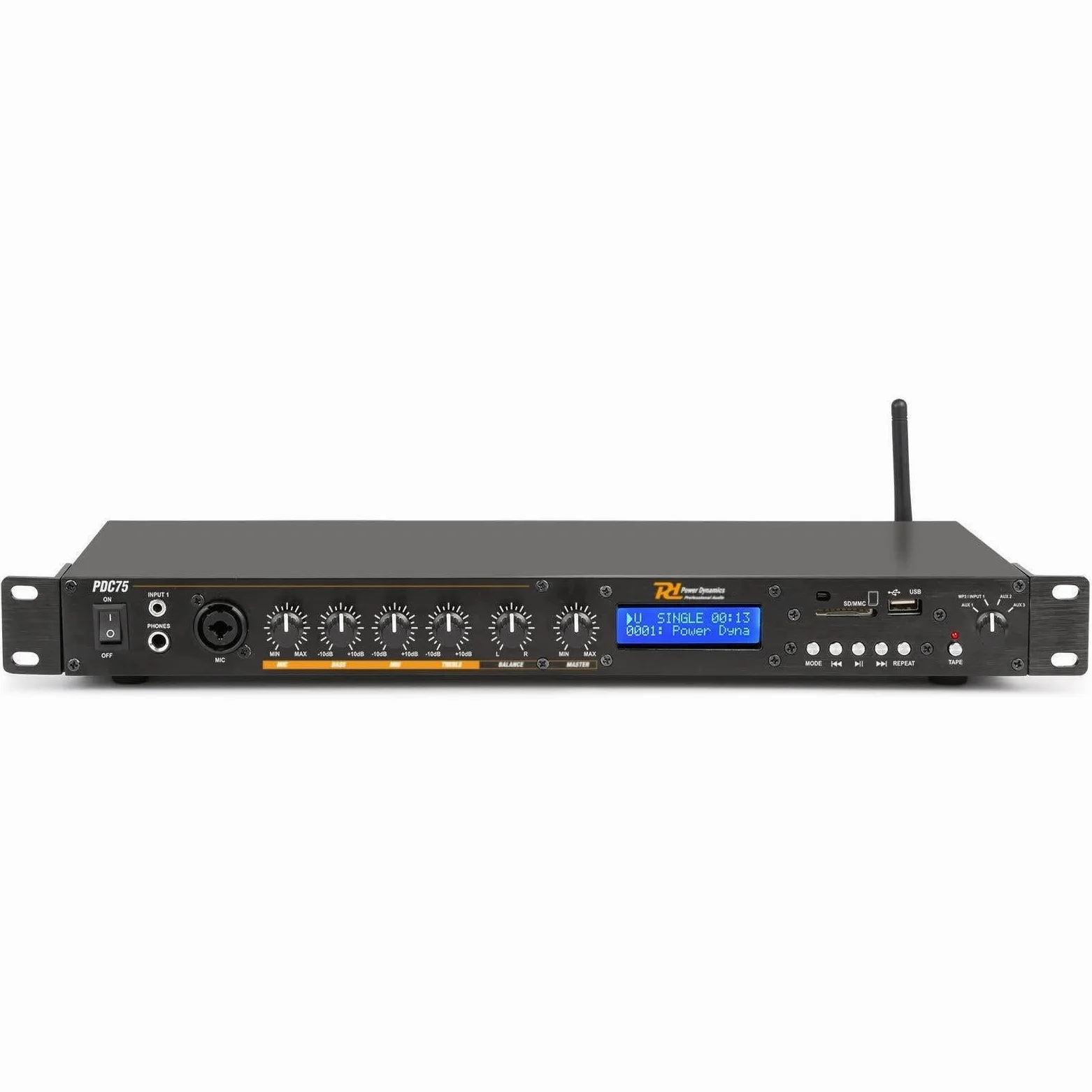 Power Dynamics PDC75 Lecteur Multimédia avec Enregistreur, Commutateur Audio, Enregistreur, Public Address, Bluetooth, USB, SD, MP3, Radio, Branchements Microphones