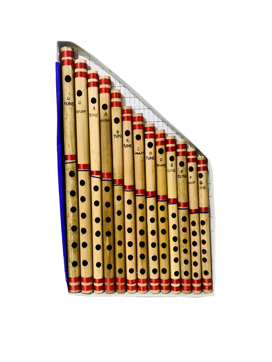 Lot de 13 flûtes bansuri en bambou pour débutants - 7 trous - Instrument de musique indien - Cadeau d'anniversaire - Pour homme et femme