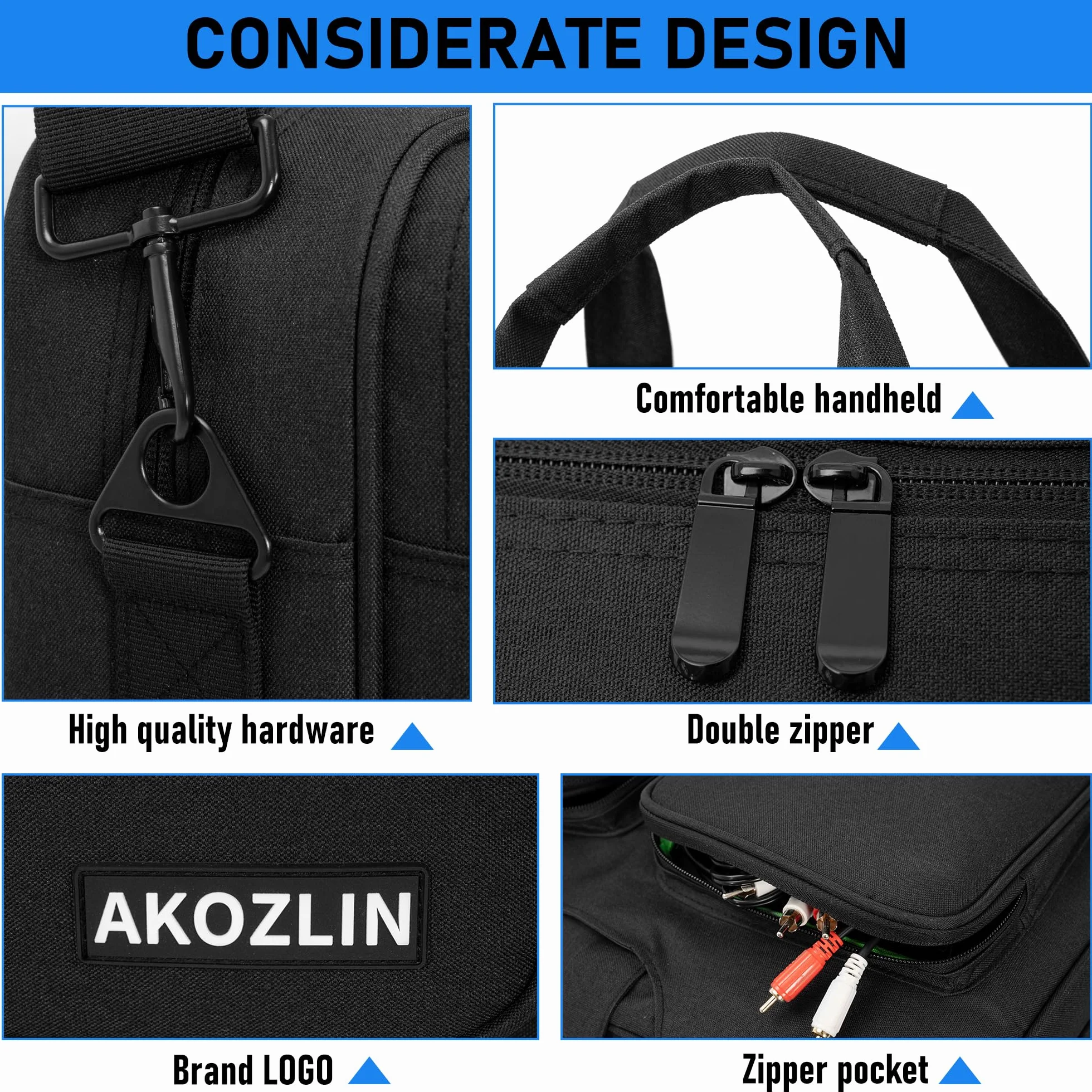 AKOZLIN Sacoche pour DJ, pour Pioneer DJ Lite DDJ-SB3/DDJ-SB2/DDJ-400/DDJ-RB, Organisateur pour contrôleur DJ, Sac de voyage pour contrôleur DJ, Sacoche de transport pour DJ avec bandoulière, FLX4