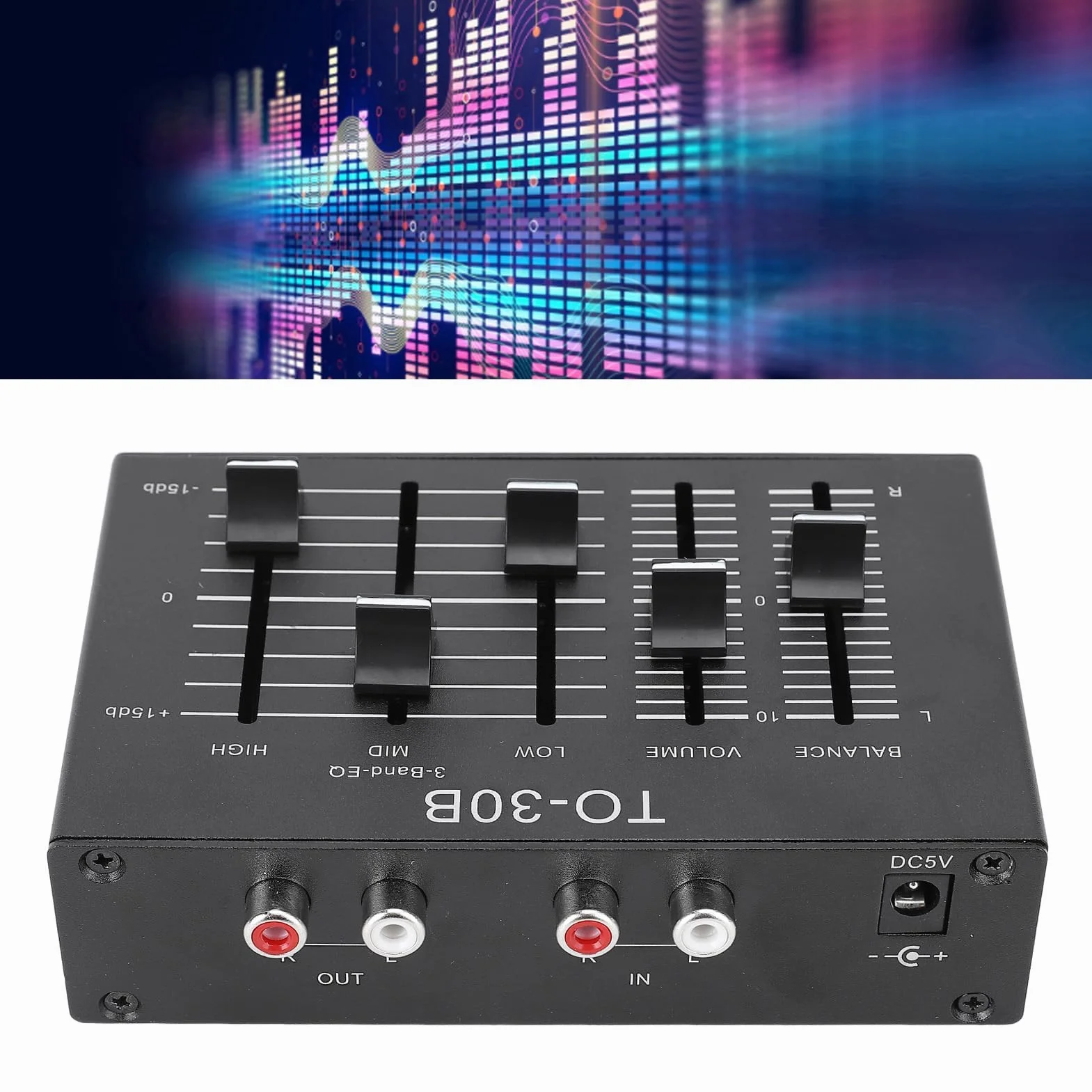 Égaliseur EQ, 3 Bandes Stéréo Haut Moyen Bas avec Contrôle du Volume HIFI, Préampli Sonore pour Électronique Haut-parleurs Amplis Casque Musique Domestique Professionnel