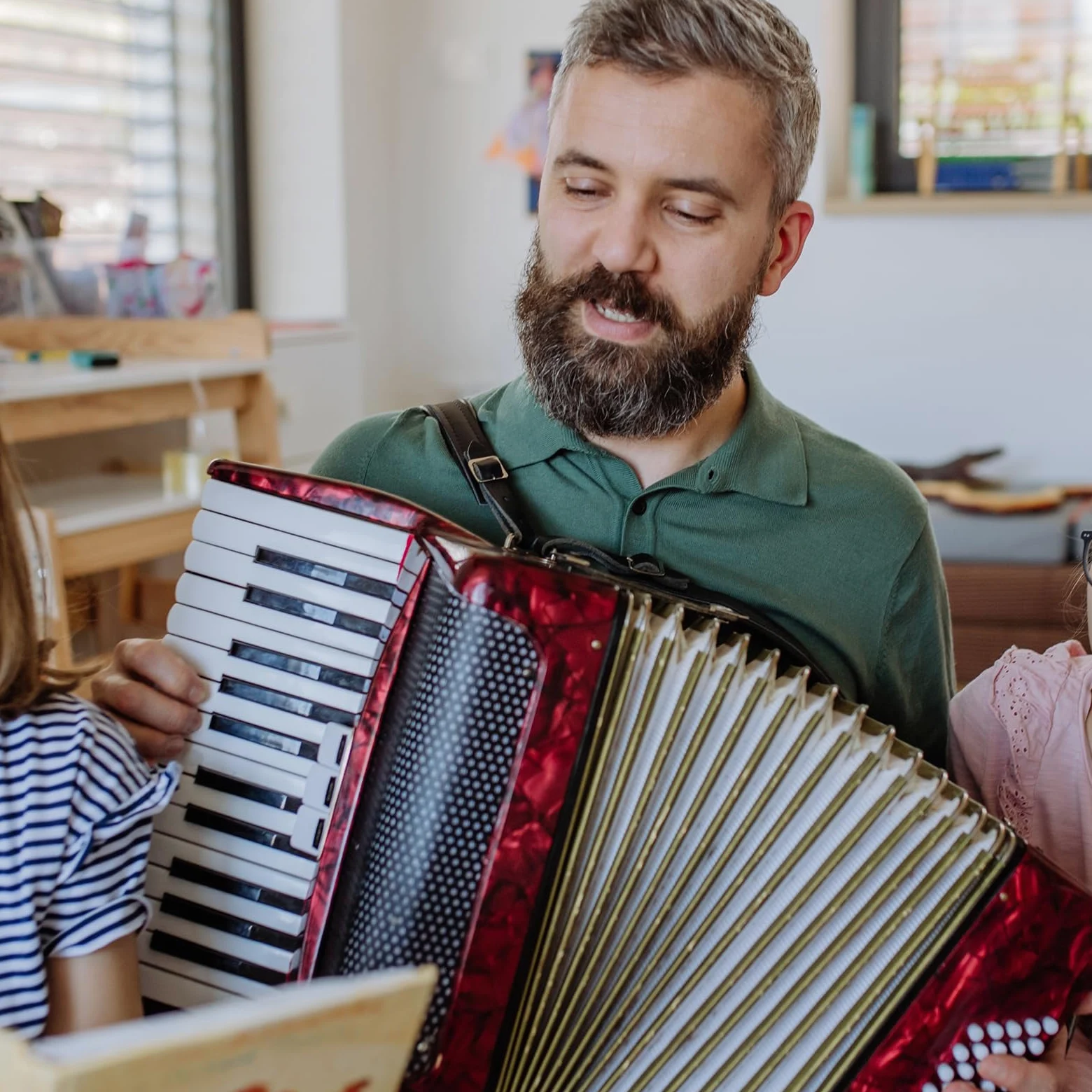 QUARKZMAN Accordéon, Accordéon à Boutons de 10 Touches Mini Instrument Musical Léger pour Adultes Débutants Éducatif, Bleu Ciel