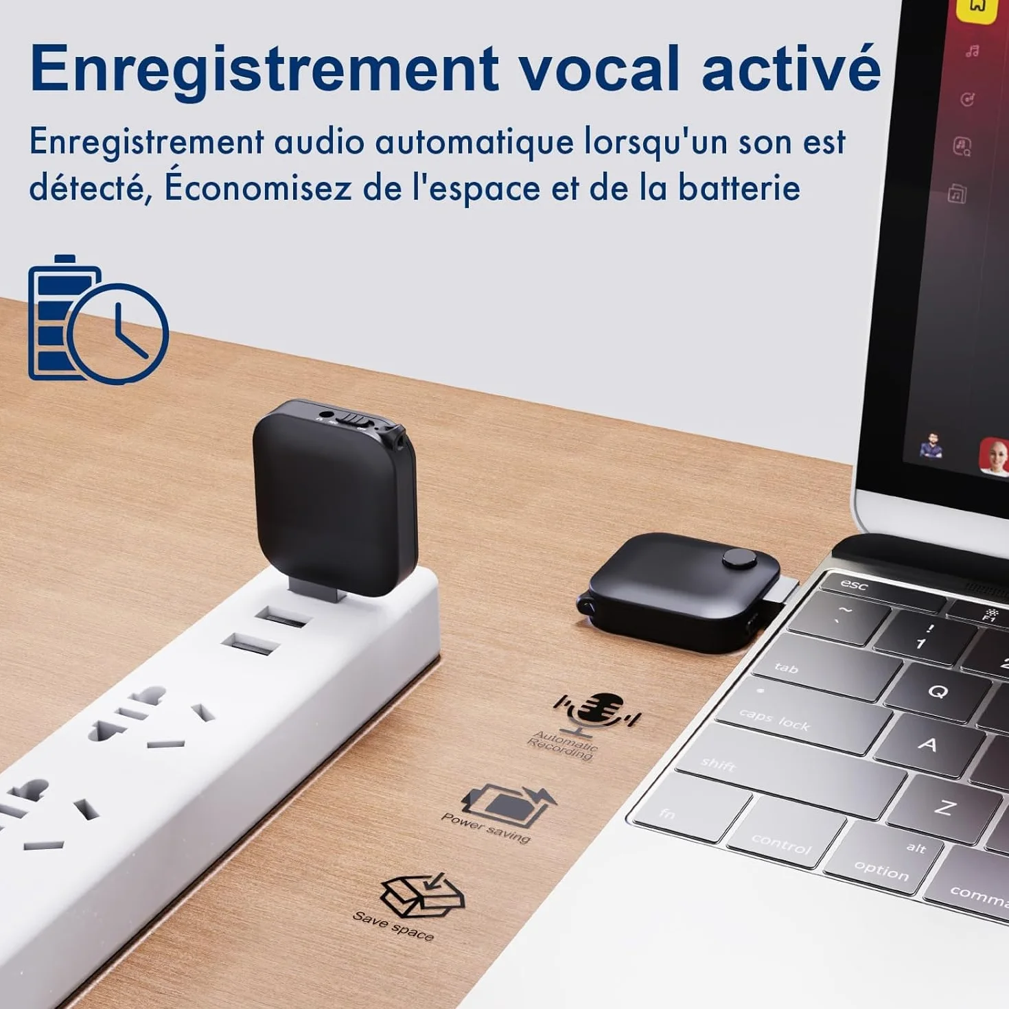 Enregistreur Vocal numérique de 128 Go - Enregistreur Audio Portable avec Effacement du Bruit, Activation vocale, Enregistrement Ultra Net, Lecture intégrée et Rechargeable Via USB, idéal