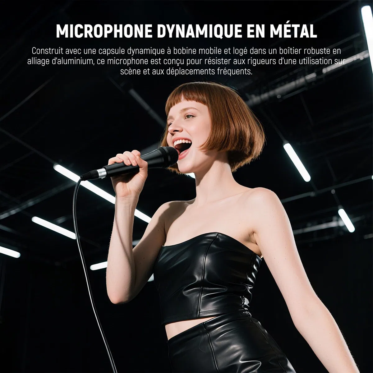 NEEWER Microphone Dynamique Cardioïde avec Câble Mâle XLR à Femelle XLR, Construction Métallique Rigide pour Pickup Professionnel d'Instruments de Musique, Voix, Radiodiffusion, Discours, Noir(NW-040)