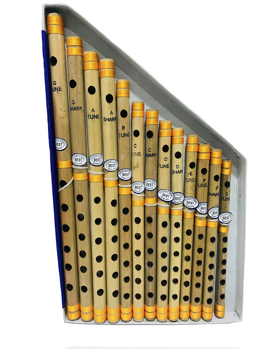 Lot de 13 flûtes bansuri en bambou pour débutants - 7 trous - Instrument de musique indien - Cadeau d'anniversaire - Pour homme et femme