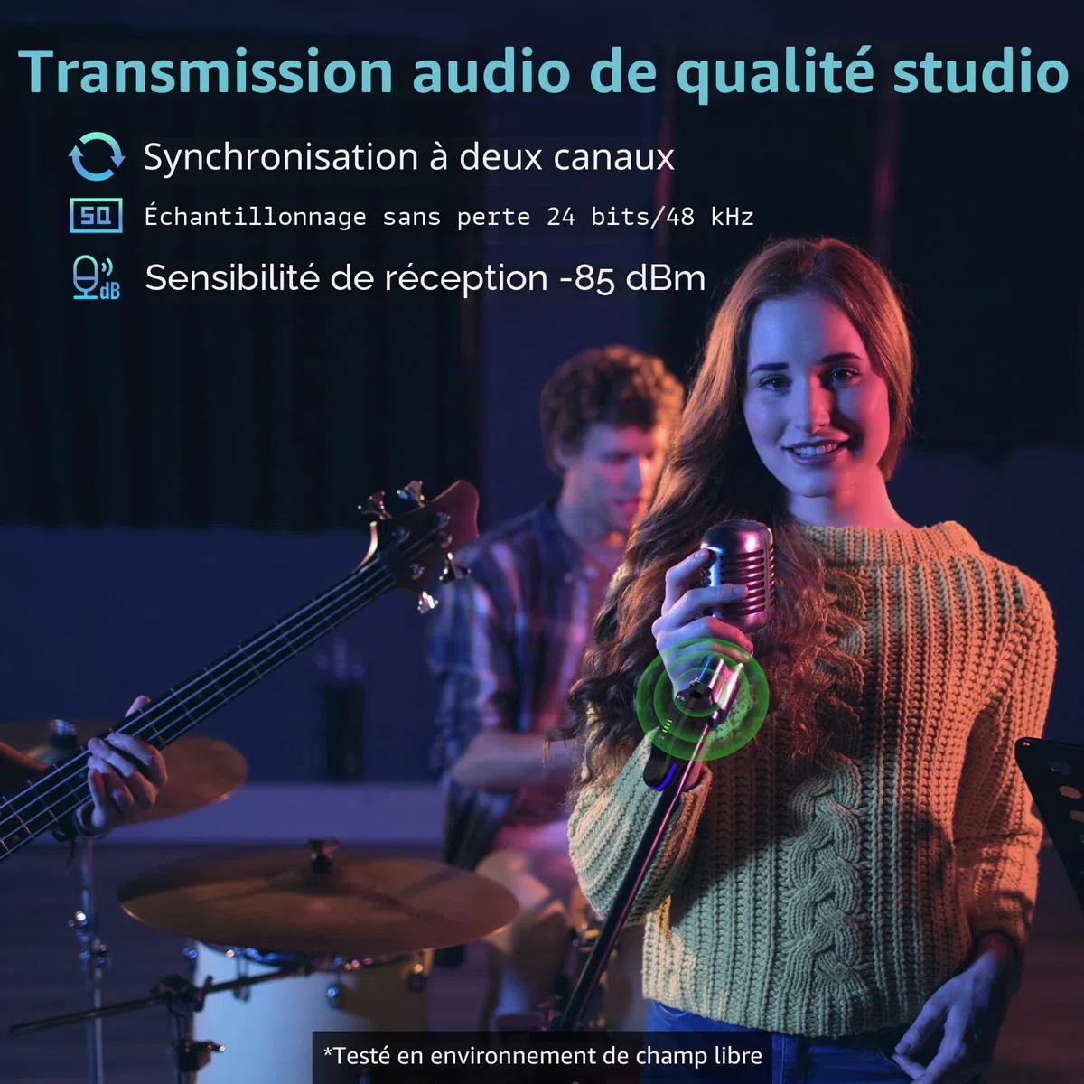 JOYO Système Micro sans Fil 2.4GHz 4 Canaux - Émetteur/Récepteur XLR pour Micro Dynamique/Phantom, Adaptateur pour Sono, Mixer Audio, Église, Studio (MW-2)