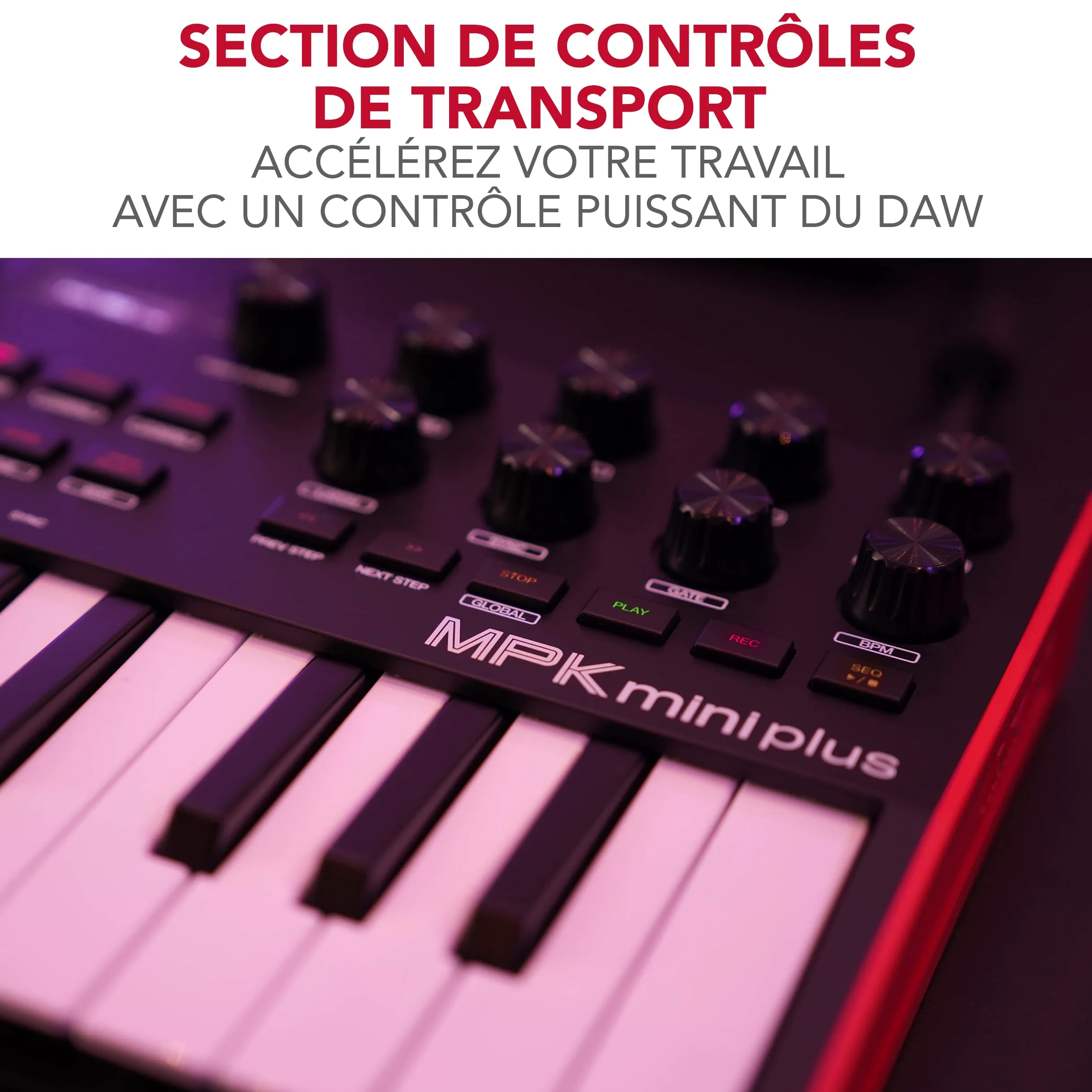 Akai Professional MPK Mini Plus - Clavier MIDI USB à 37 Touches avec Huit Pads MPC, Molettes, Logiciel de Production et Native Instruments Sound Package