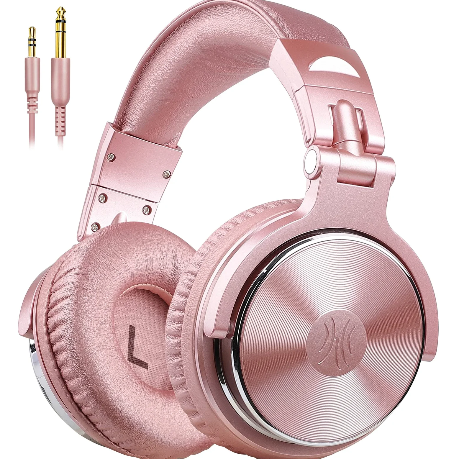 OneOdio Casque supra-auriculaire filaire de studio avec pilote de 50 mm, casque pliable léger avec Shareport et micro pour enregistrement DJ, surveillance, mixage, podcast, guitare, PC, TV (rose doré)