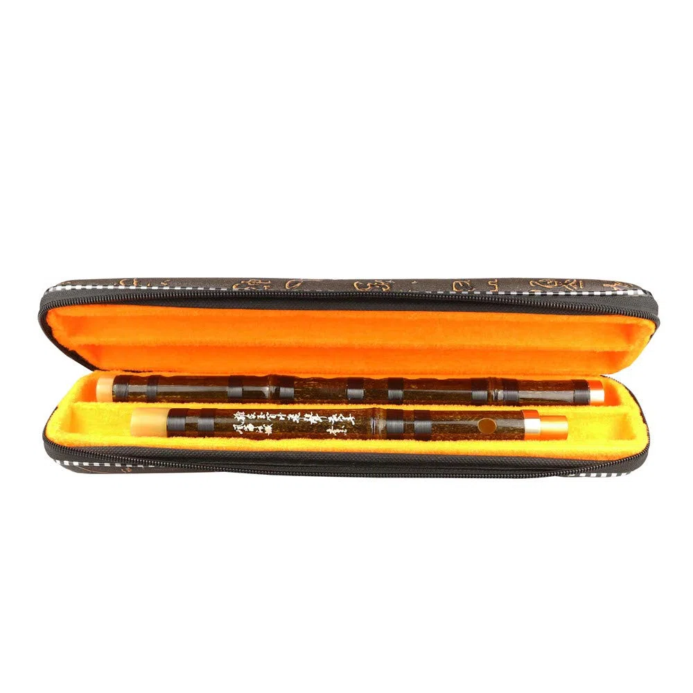 C Key Dizi Flûte en bambou noir avec membrane, colle et protection - Instrument chinois traditionnel (clé de C/bambou noir)