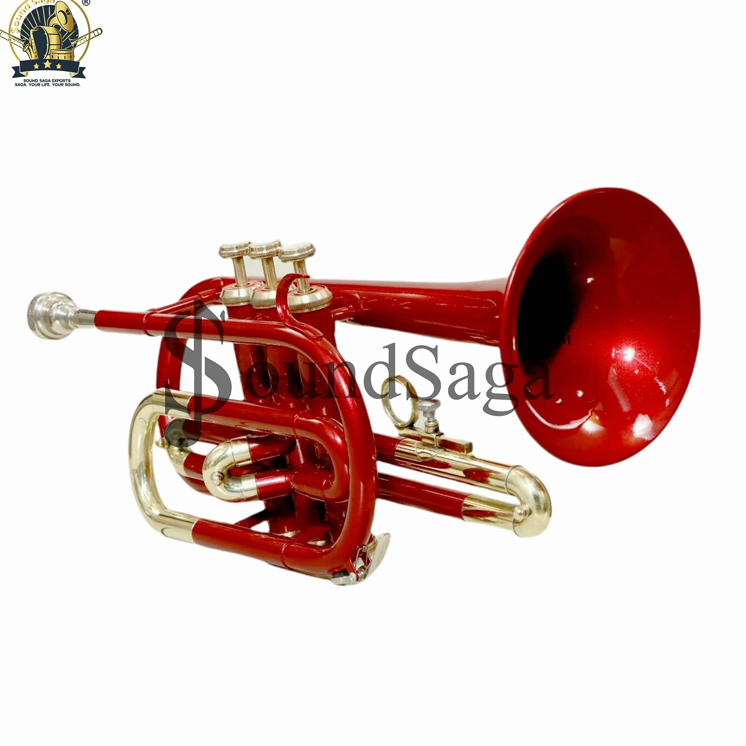 Cornet trompette Sib Pitch Premium Brass Quality avec embouchure et étui de transport (Or Rouge)
