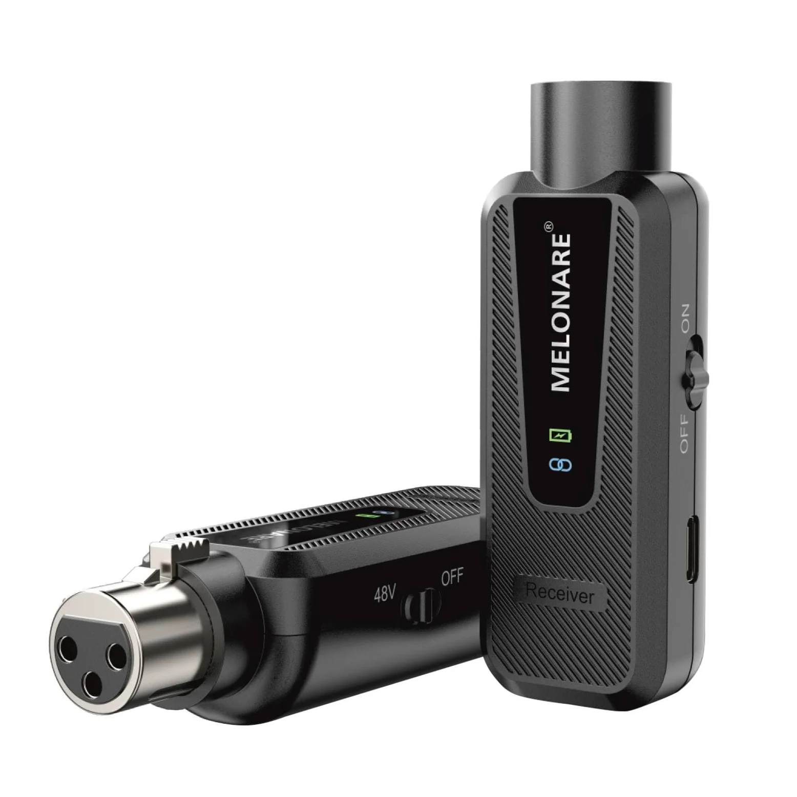 Melonare Adaptateur de microphone sans fil UHF 900 MHz XLR, système émetteur et récepteur audio sans fil XLR, portée de 50 m, alimentation fantôme + 48 V pour micro, mixeur audio et configuration PA