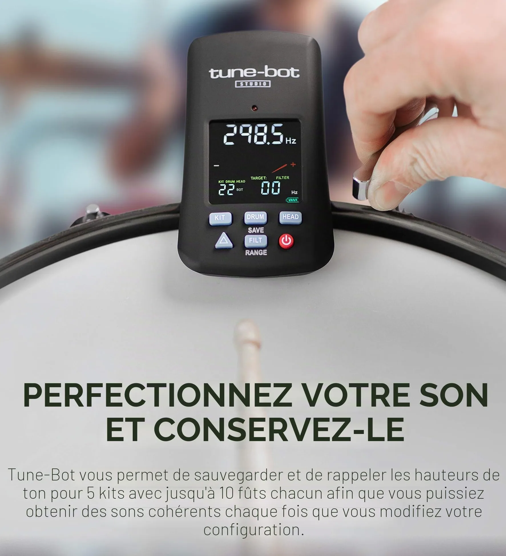 Overtone Labs - TUNE-BOT STUDIO - Accordeur électronique pour batterie - couleur noire