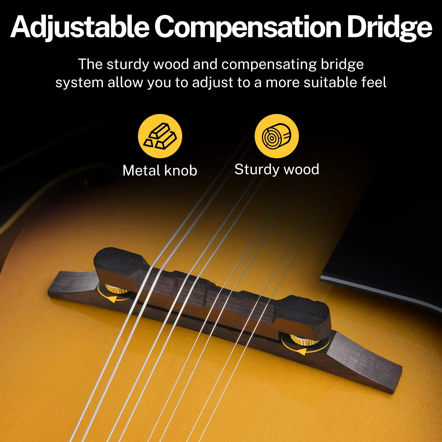 Donner DML-1 Mandoline style A Style mandoline avec 8 cordes pour débutant adulte Sac accordeur médiators Sunburst