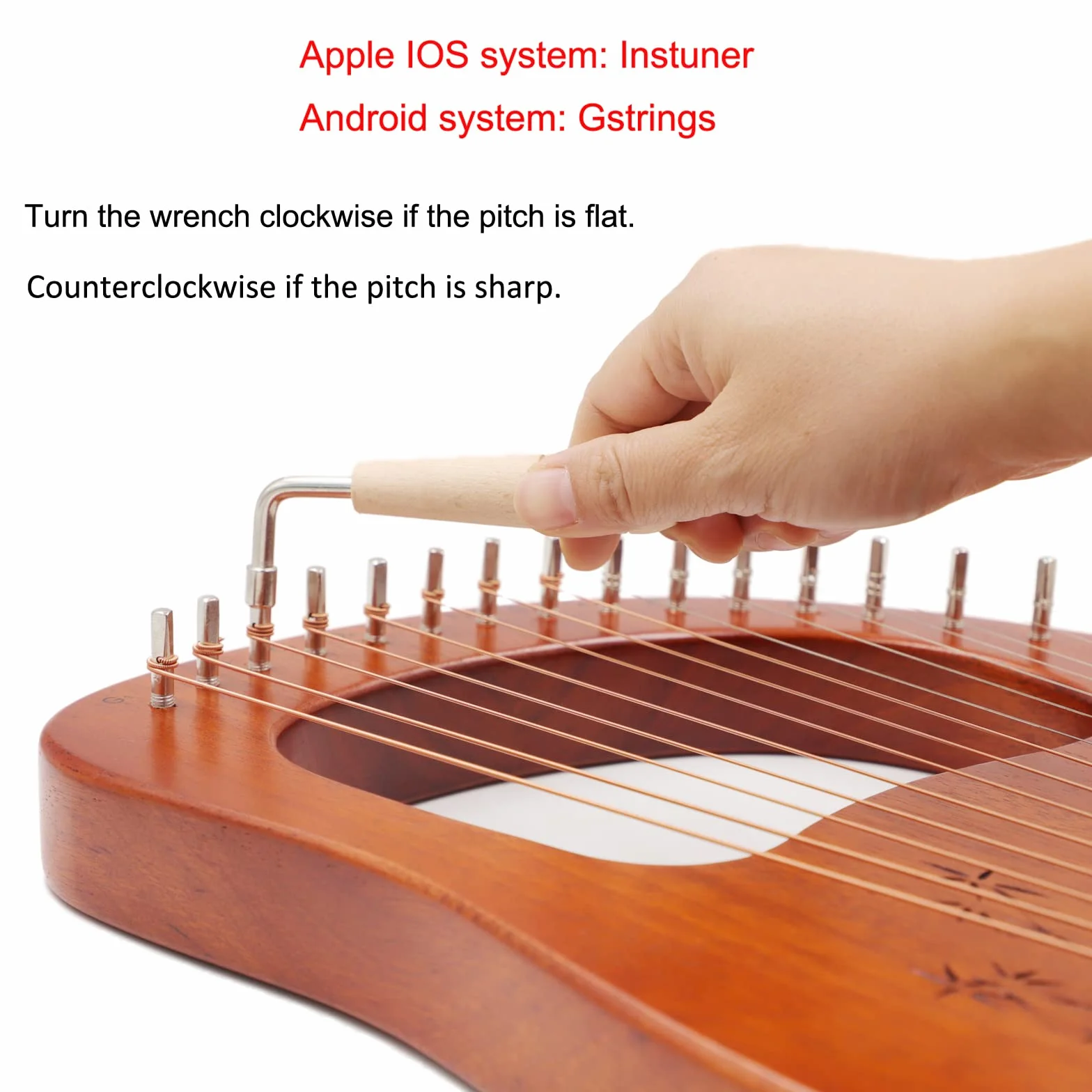 Rayzm Lyre Harp, Instrument de Lyre en acajou en bois massif avec conception brevetée, Harpe Portable 16 cordes en métal Lye pour adultes/enfants/débutants