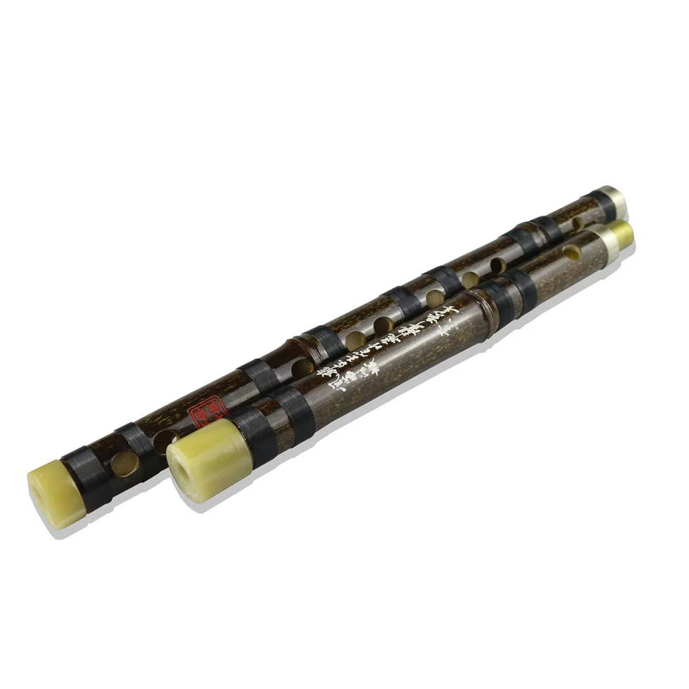 C Key Dizi Flûte en bambou noir avec membrane, colle et protection - Instrument chinois traditionnel (clé de C/bambou noir)