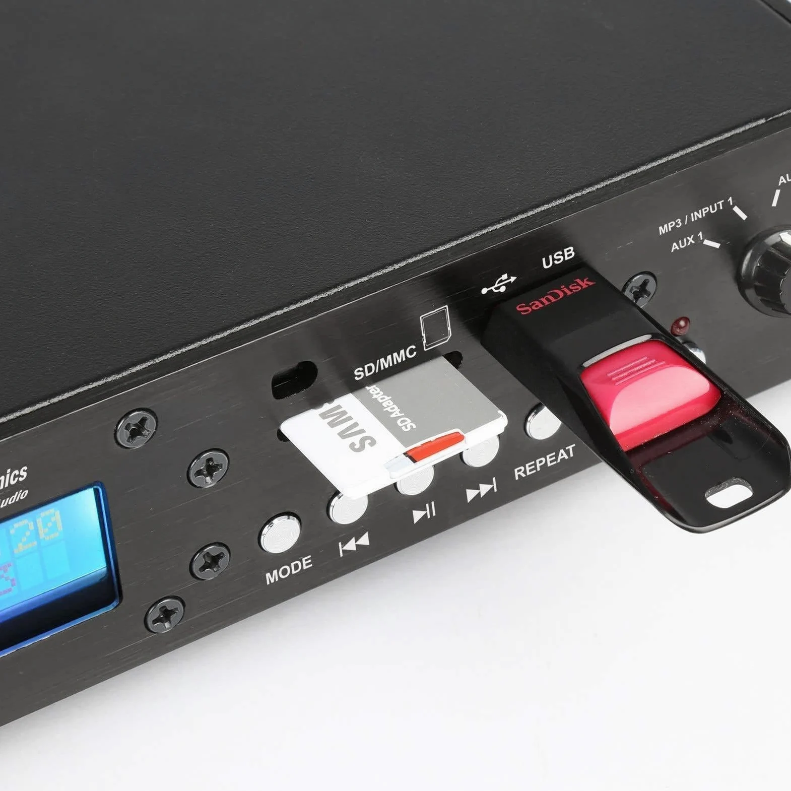 Power Dynamics PDC75 Lecteur Multimédia avec Enregistreur, Commutateur Audio, Enregistreur, Public Address, Bluetooth, USB, SD, MP3, Radio, Branchements Microphones