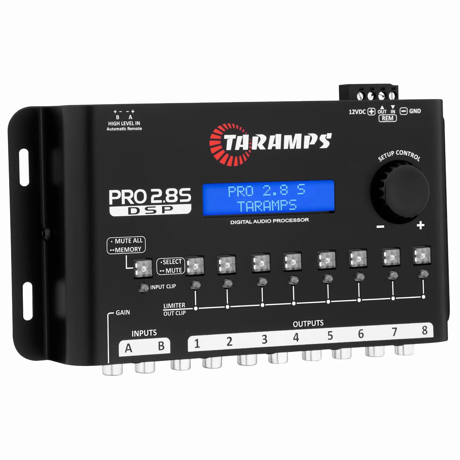 DSP Taramps Pro 2.8S Crossover Full Digital Signal Audio Processeur et égaliseur avec séquenceur Égalisation Graphique 15 Bandes 12 prédéfinis EQ 2 canaux d'entrée et Sortie 8 canaux