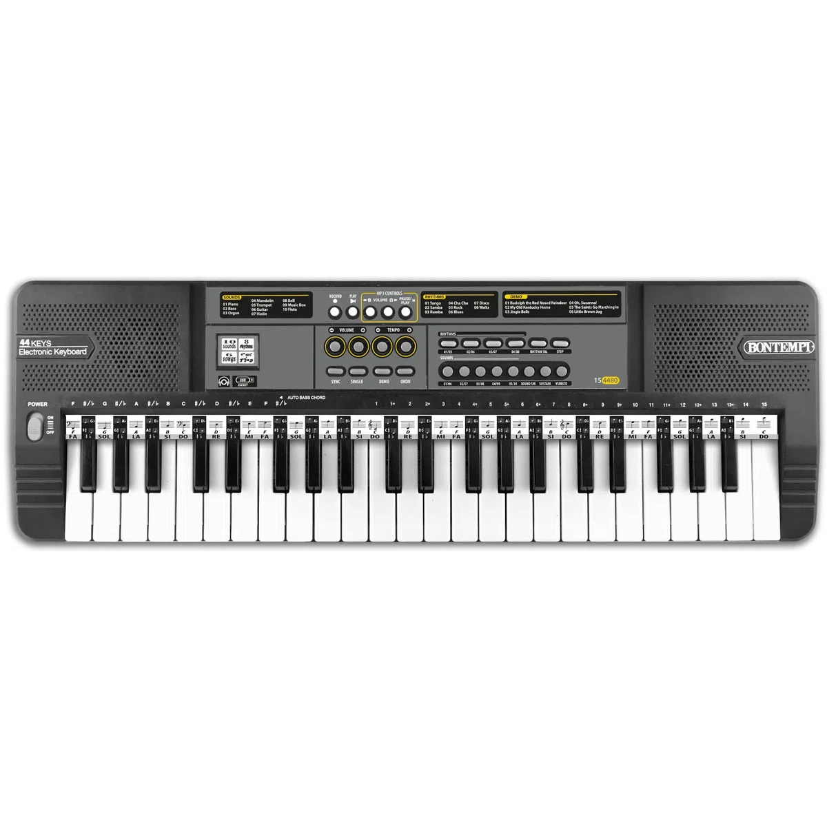 Bontempi | MelodyKey - Clavier à 44 touches avec pas moyen, connexion USB et options d’écoute personnelle, 555x180x60 mm