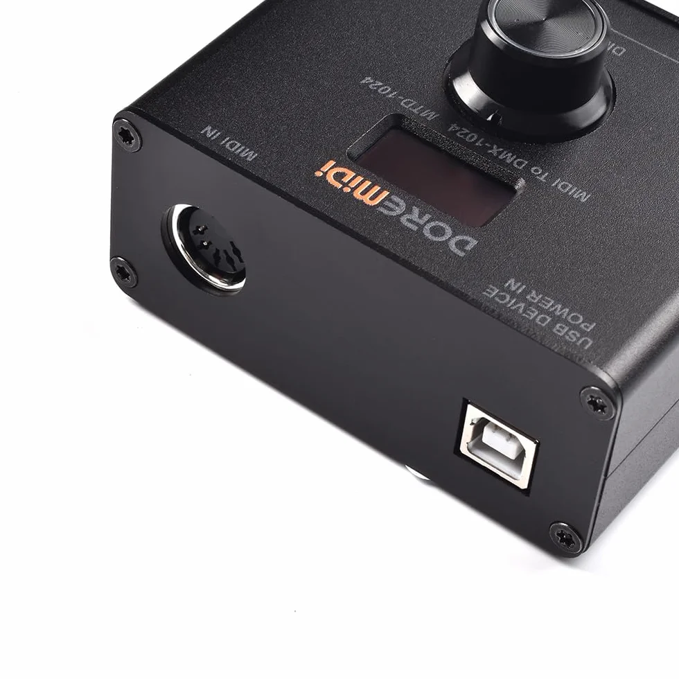 Le contrôleur MIDI vers DMX (MTD-1024) peut convertir des messages MIDI en messages DMX