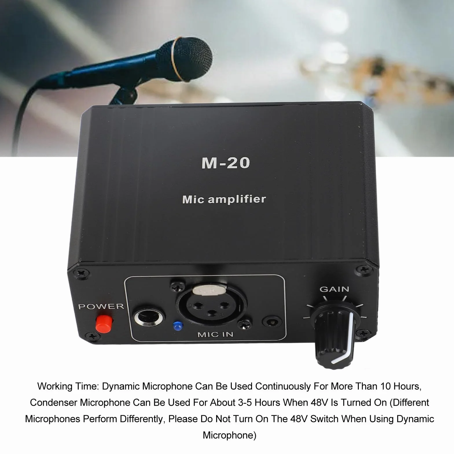 Préampli Micro à Gain élevé, Bruit Ultra Faible, Alimentation 48 V, Boîtier en Métal Noir, Préamplificateur Micro à Sortie XLR pour Studios Maison et Studios Professionnels,