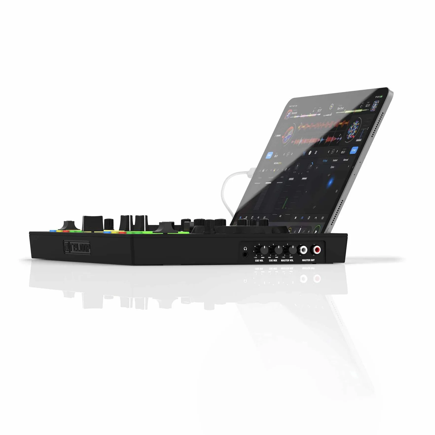 Reloop Buddy Contrôleur DJ compact à 2 canaux pour Algoriddim DJay sur iOS, iPadOS, Android, Mac et PC avec pads de performance RVB, palettes FX et commandes Neural Mix