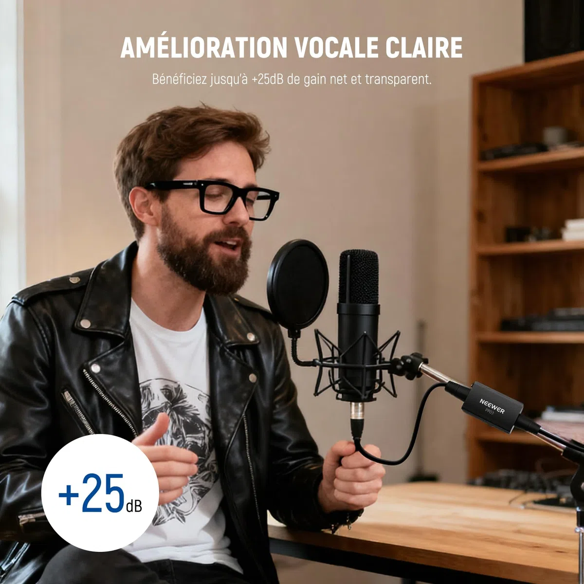 NEEWER Préampli de Microphone, activateur de Micro XLR avec Gain Ultra Propre de 25 DB pour micros dynamiques et Rubans compatibles avec Shure SM7B SM57 SM58 pour Performance en Direct,PP03