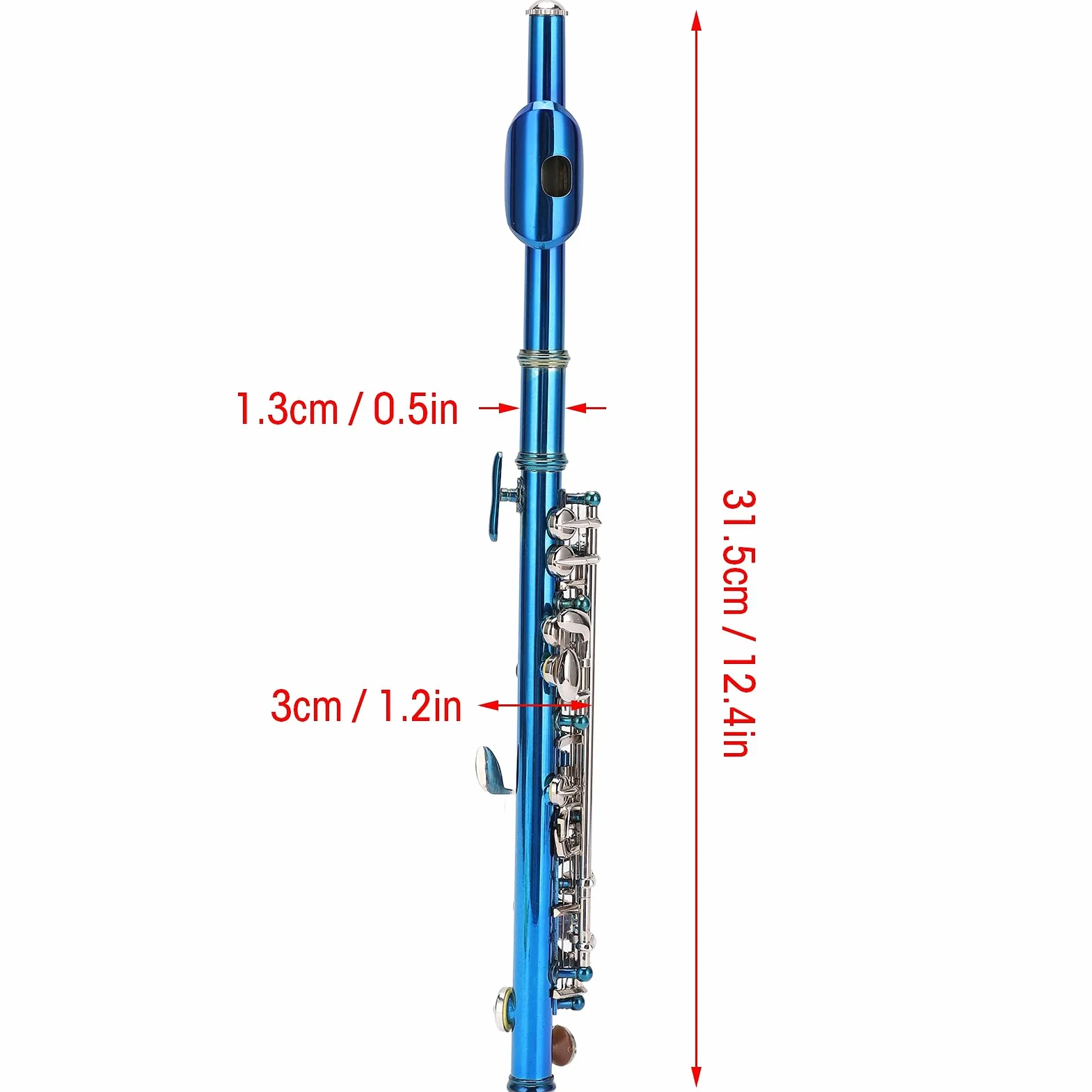 Instrument Piccolo pour les étudiants des Débutants, Flûte de Piccolo de Tasse avec 6 Trous E Key, Son Premium avec Kit de Nettoyage, Boîtier de Transport (bleu)