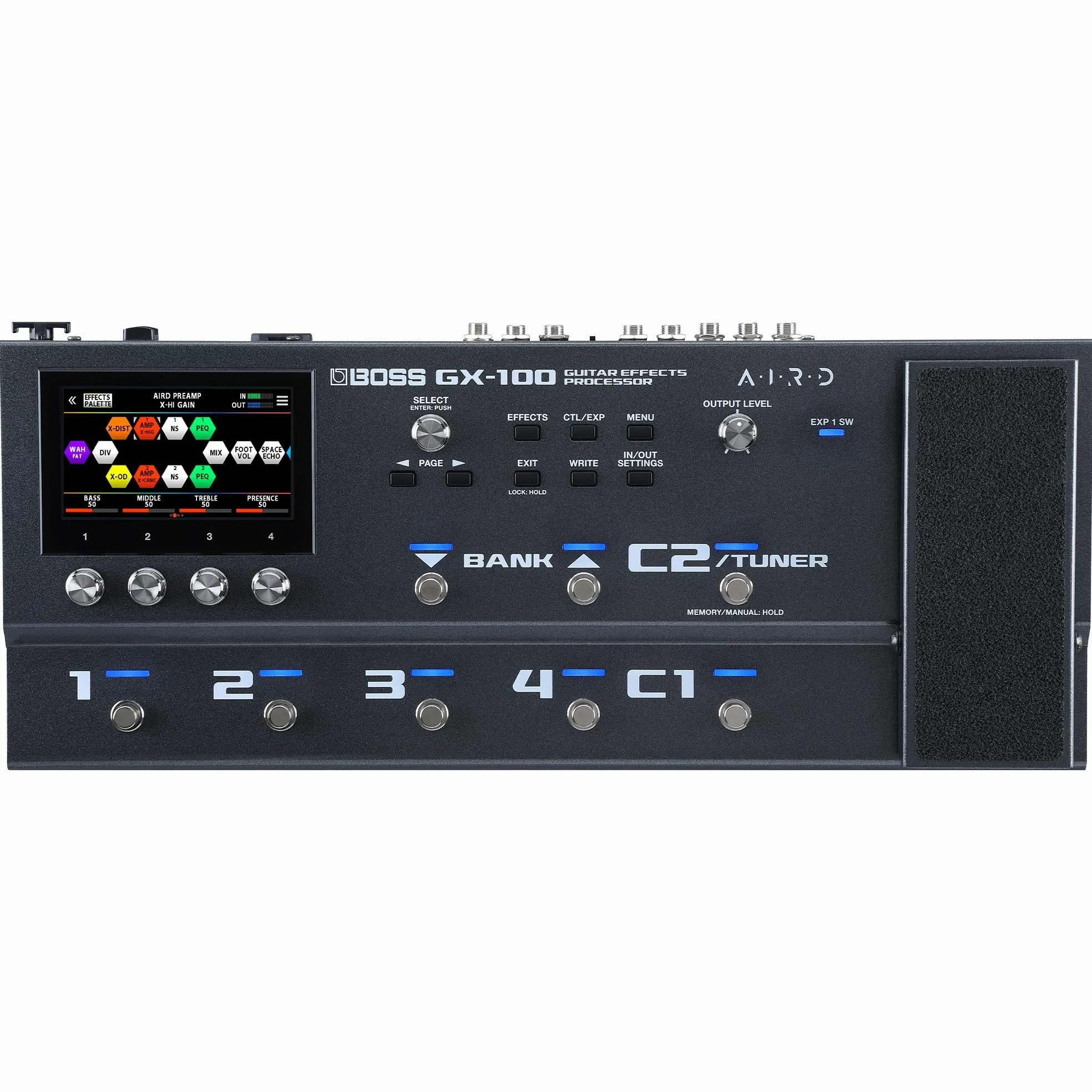 BOSS GX-100 | Processeur d'effets évolué pour guitare | Sons authentiques d'amplis à lampes grâce à la technologie AIRD | 32 types d'ampli et plus de 170 effets BOSS
