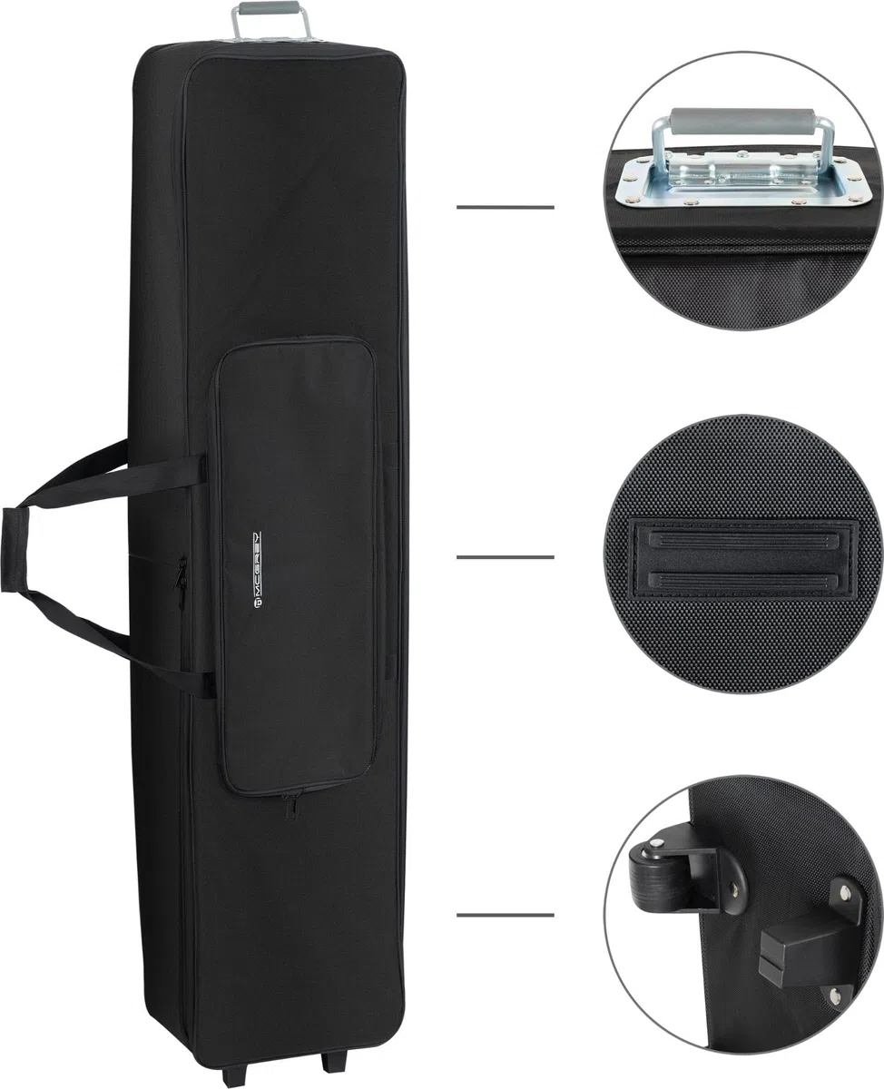 McGrey KBT-3223-88 Chariot de transport à roulettes pour clavier et piano avec 88 touches, léger, confortable et robuste, rembourrage intérieur épais, sac à dos rembourré, imperméable, noir