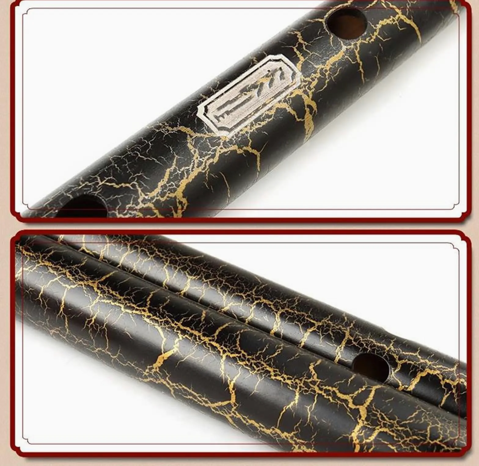 Flûte traversière en bambou noir fil transparent clé en ré 10 trous instrument à vent fait main tons séparables Professionnelle Flûte Bambou(G KEY)