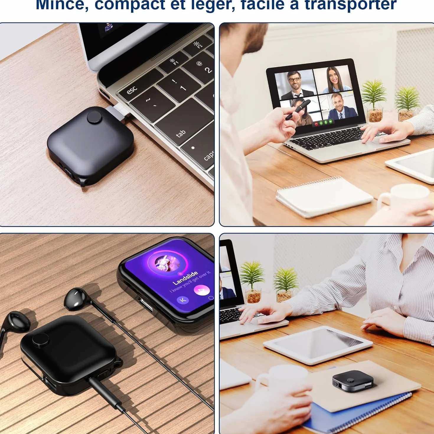 Enregistreur Vocal numérique de 128 Go - Enregistreur Audio Portable avec Effacement du Bruit, Activation vocale, Enregistrement Ultra Net, Lecture intégrée et Rechargeable Via USB, idéal