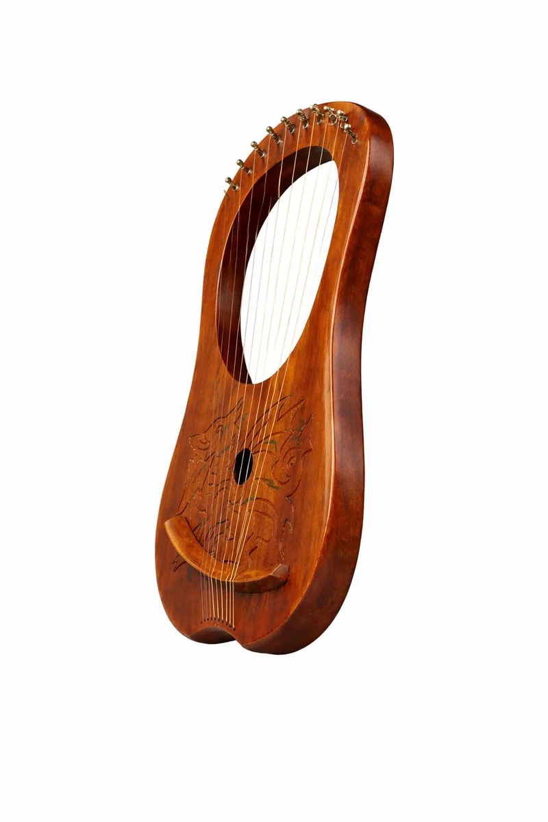 Lyre Harpe gravée Dragon gallois celtique / Lyra Harpe Sheesham Dragon en bois de sheesham
